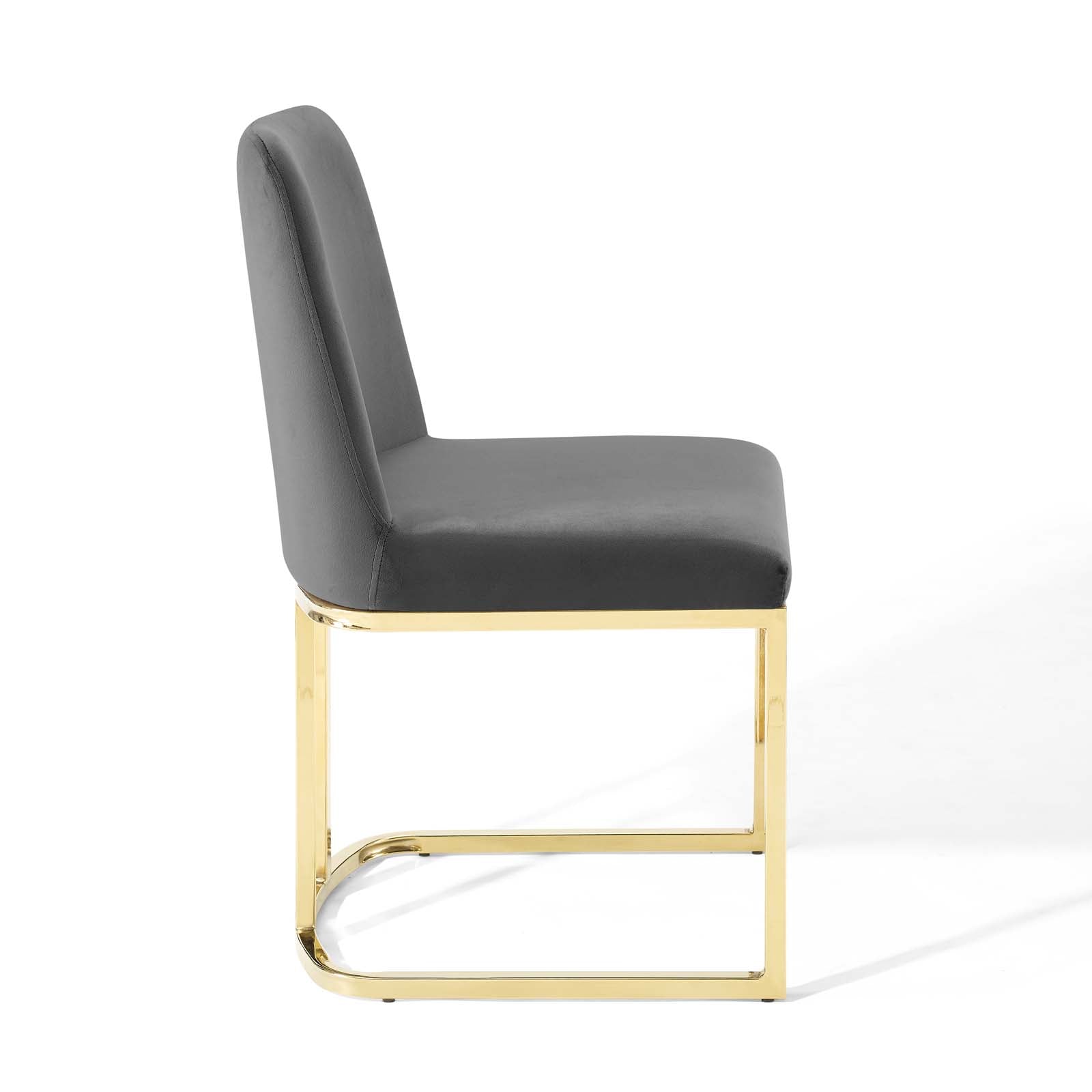 Amplify Sled Base Performance Velvet Dining Side Chair - East Shore Modern Home Furnishings