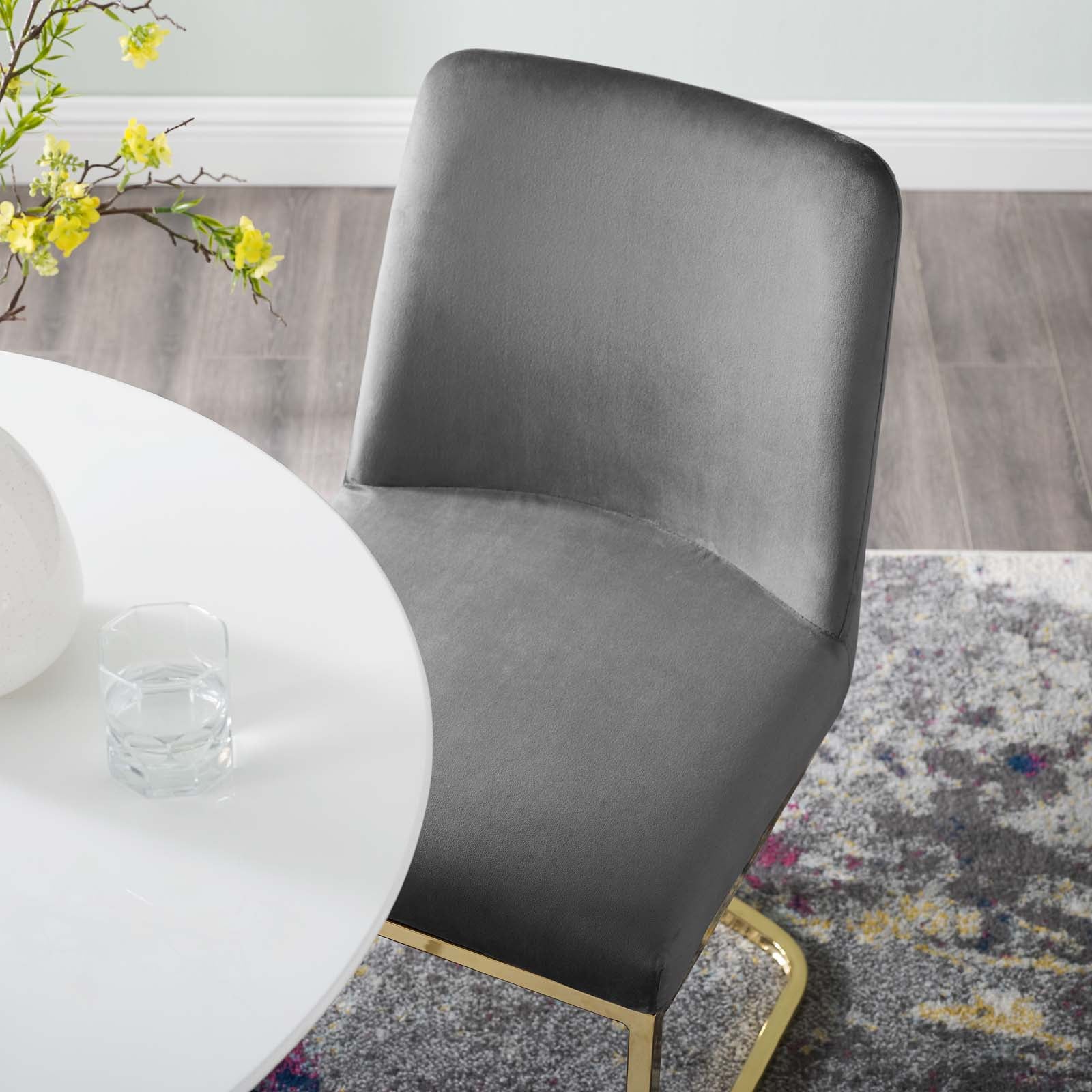 Amplify Sled Base Performance Velvet Dining Side Chair - East Shore Modern Home Furnishings