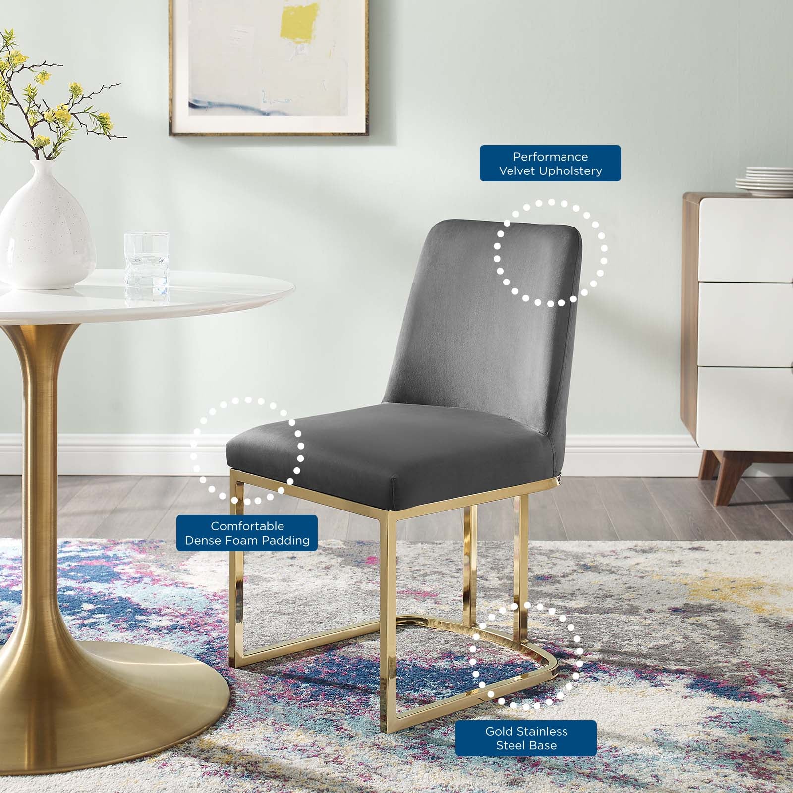Amplify Sled Base Performance Velvet Dining Side Chair - East Shore Modern Home Furnishings