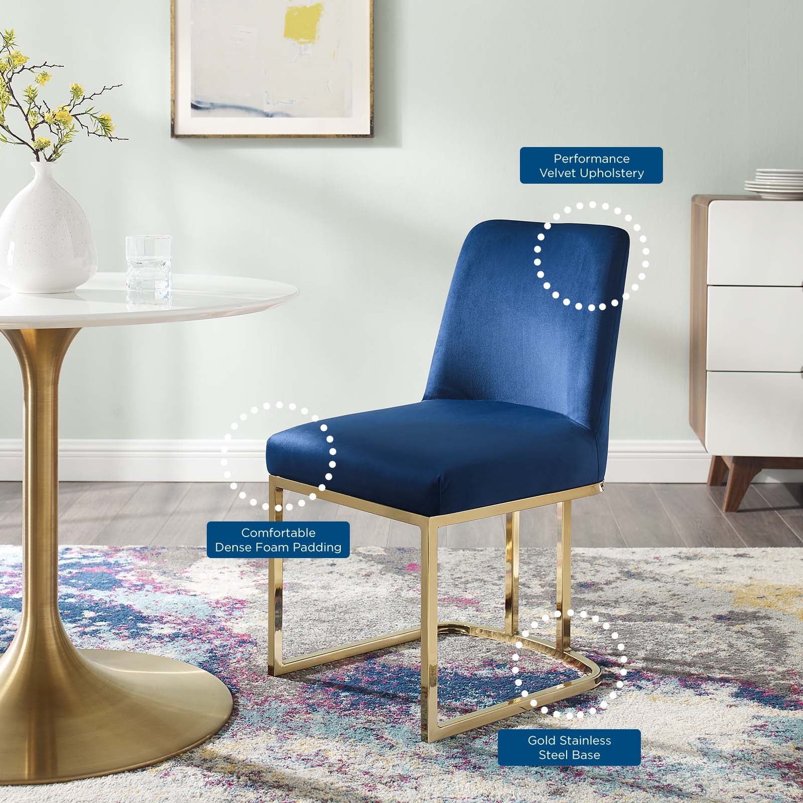Amplify Sled Base Performance Velvet Dining Side Chair - East Shore Modern Home Furnishings