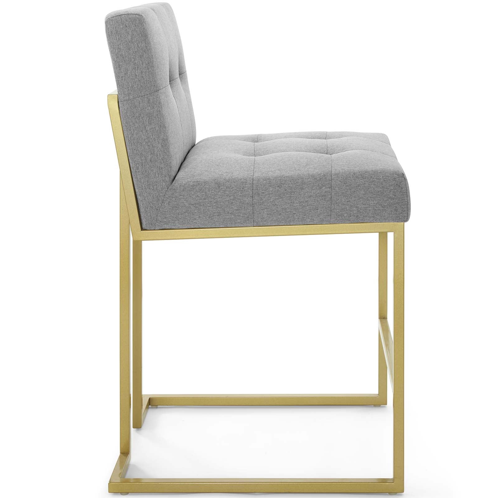 Privy Gold Stainless Steel Upholstered Fabric Counter Stool - East Shore Modern Home Furnishings