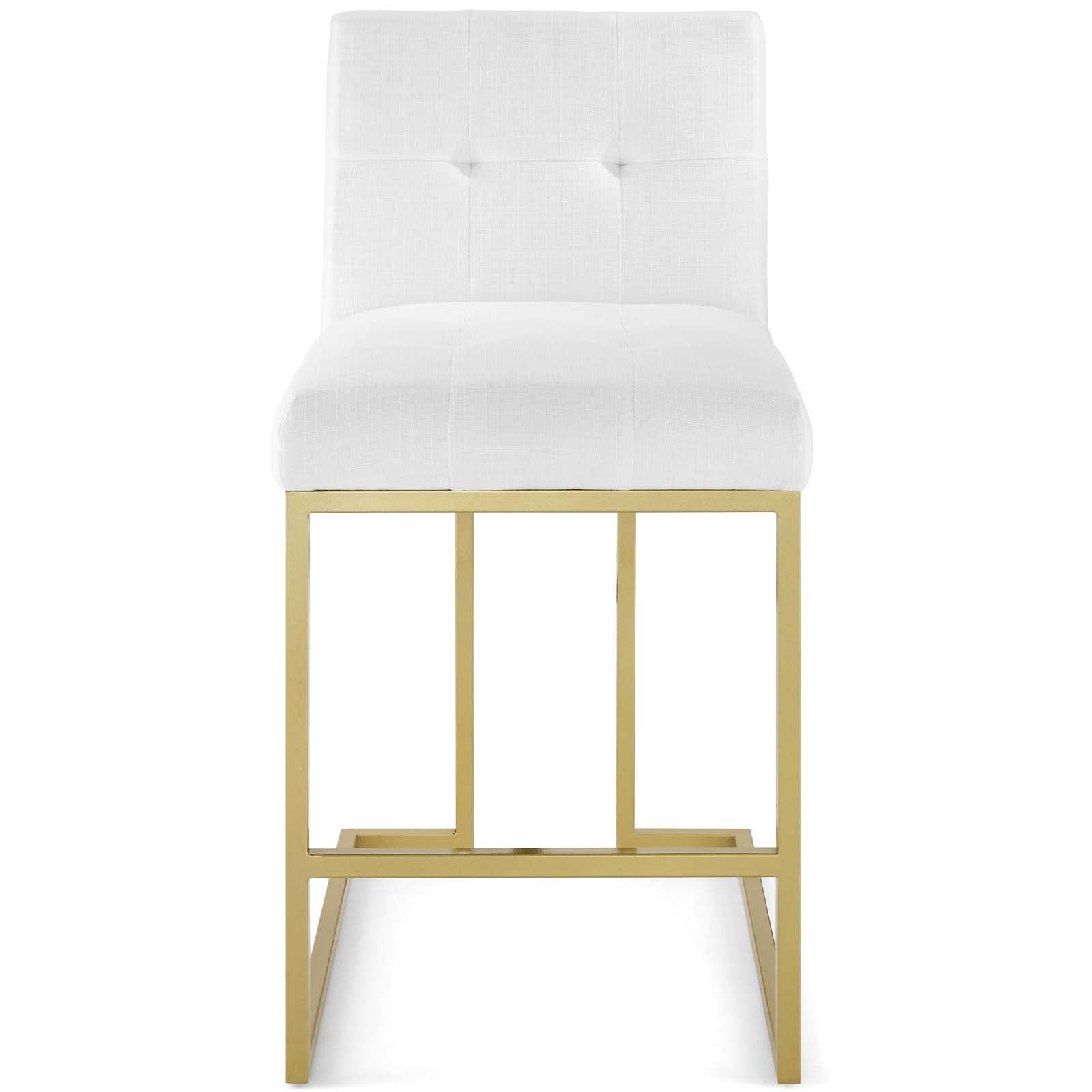 Privy Gold Stainless Steel Upholstered Fabric Counter Stool - East Shore Modern Home Furnishings
