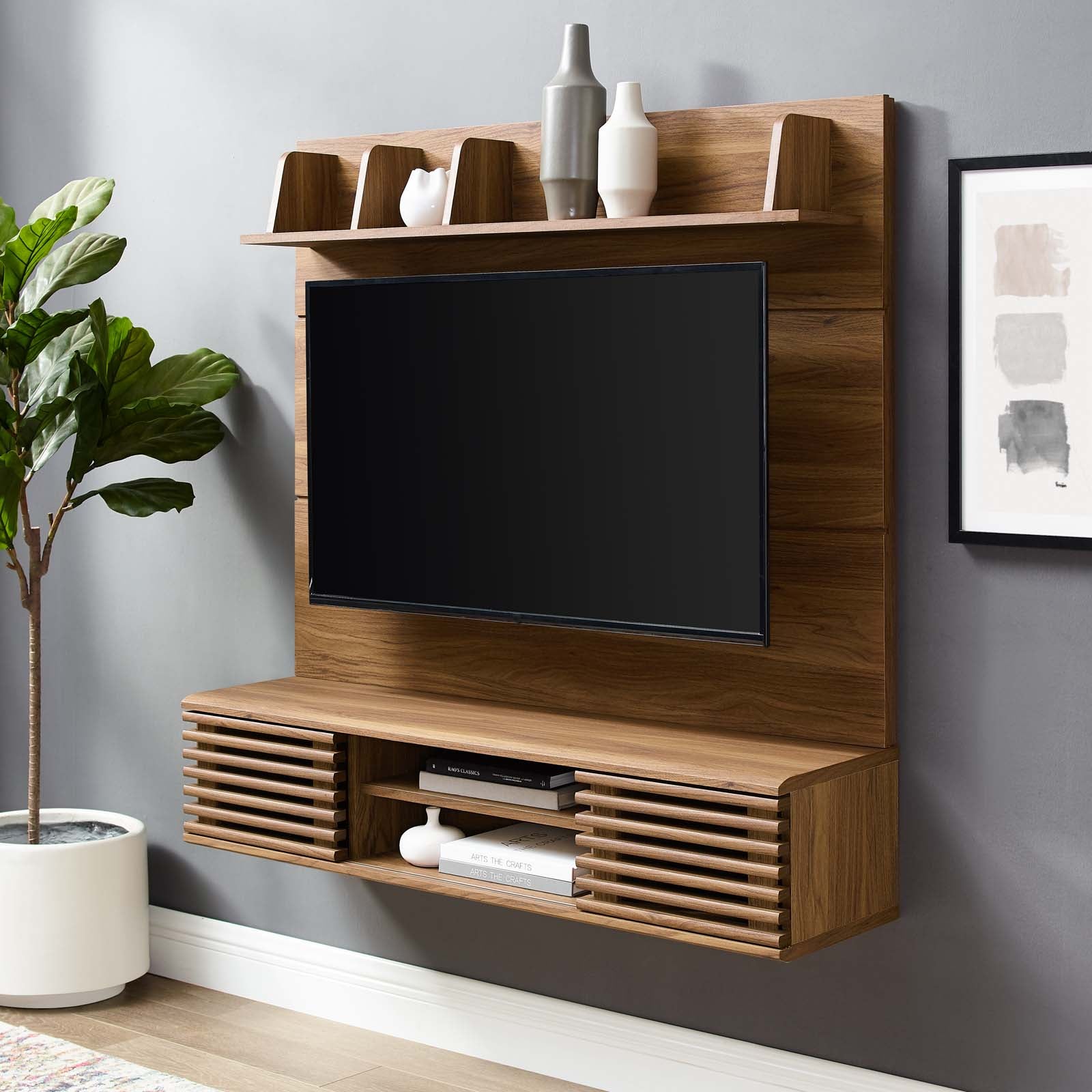 Render Wall Mounted TV Stand Entertainment Center