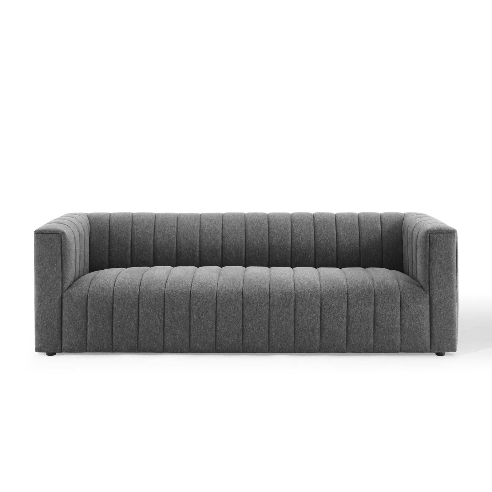 Reflection Channel Tufted Upholstered Fabric Sofa