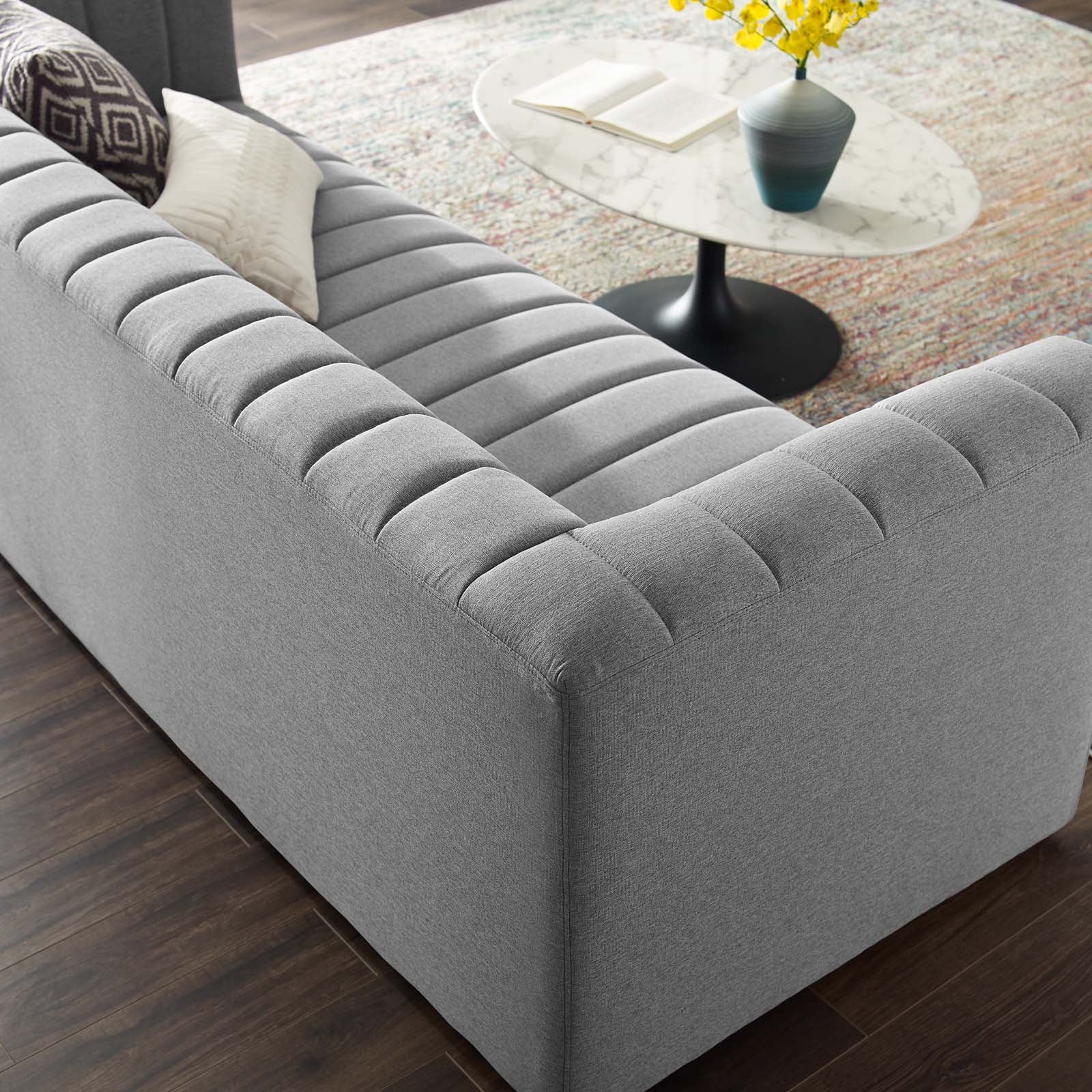 Reflection Channel Tufted Upholstered Fabric Sofa - East Shore Modern Home Furnishings