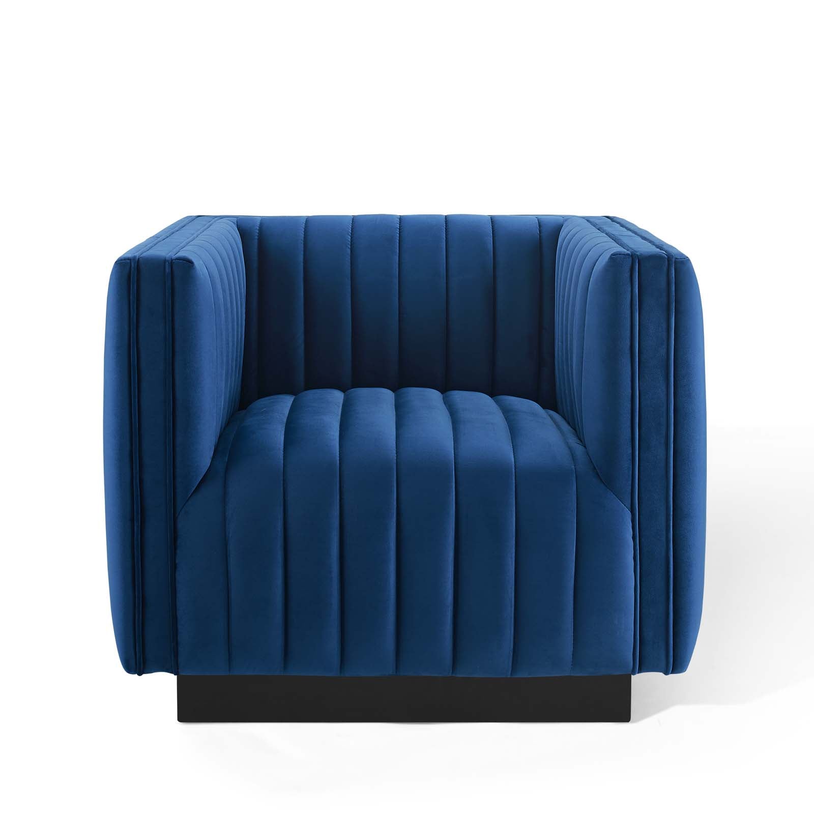 Conjure Channel Tufted Performance Velvet Accent Armchair - East Shore Modern Home Furnishings