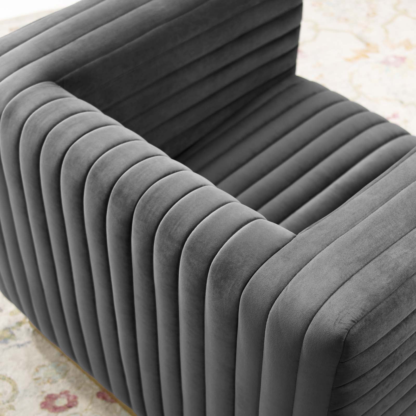 Charisma Channel Tufted Performance Velvet Accent Armchair