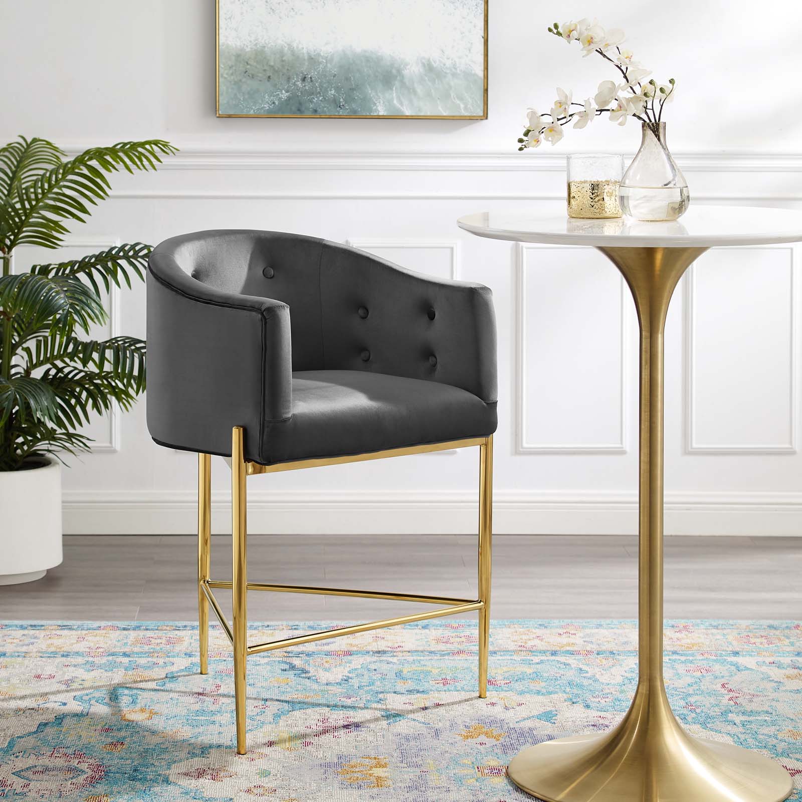 Savour Tufted Performance Velvet Counter Stool