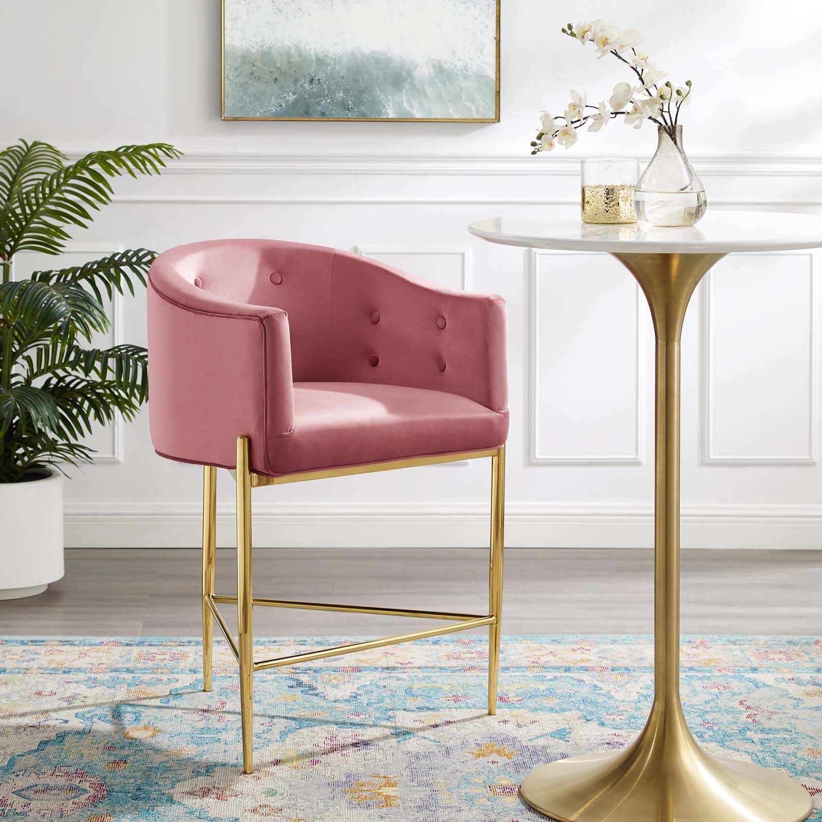 Savour Tufted Performance Velvet Counter Stool