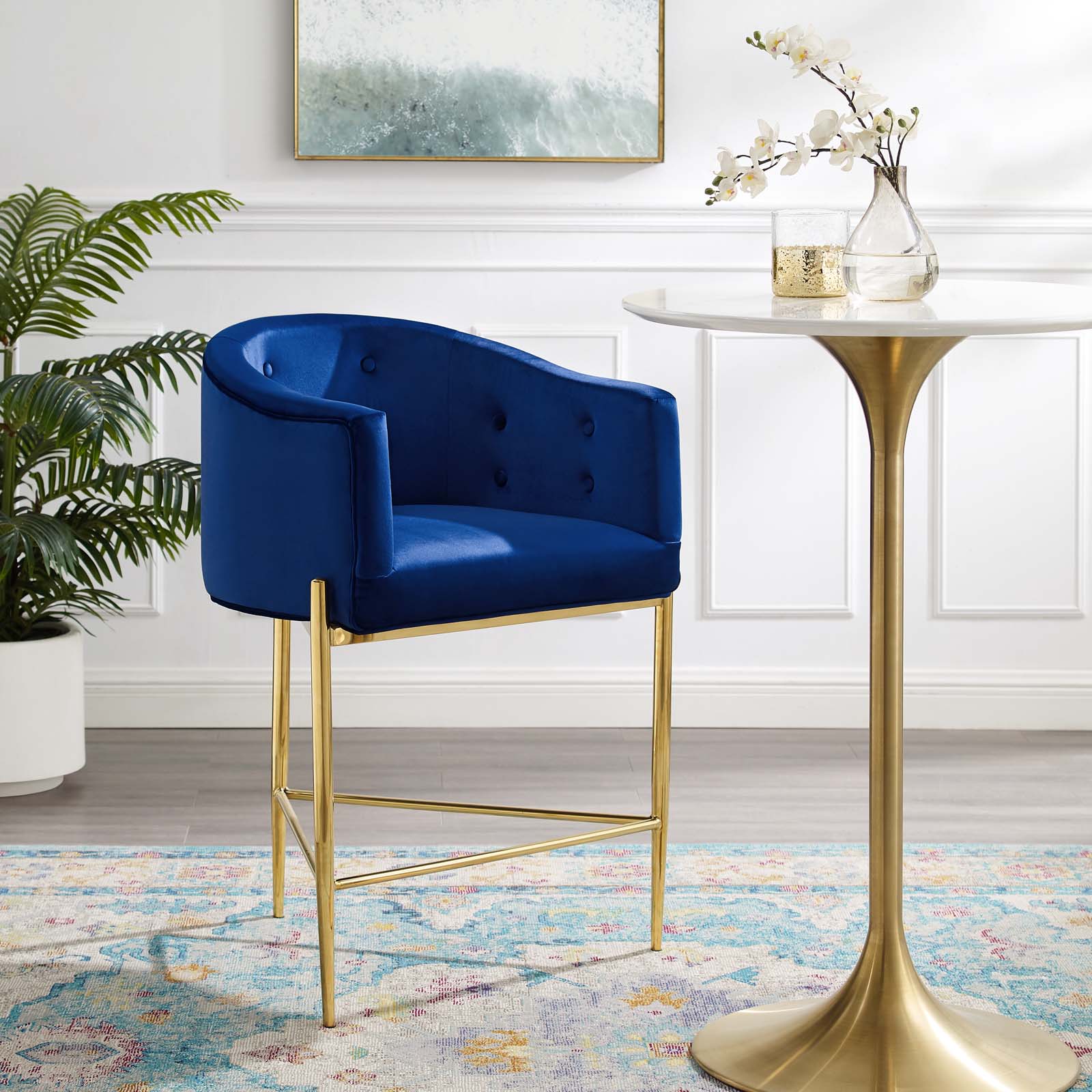 Savour Tufted Performance Velvet Counter Stool