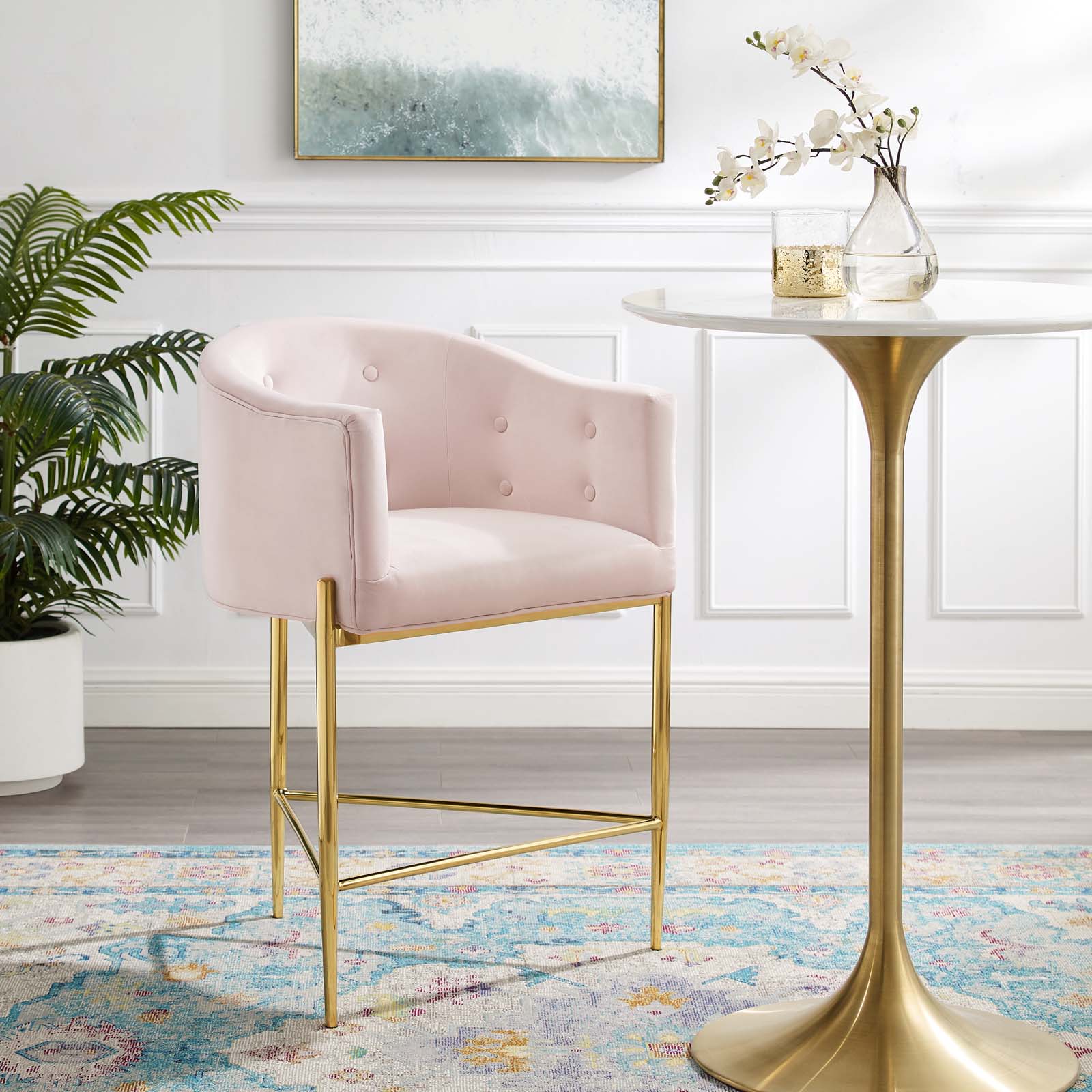 Savour Tufted Performance Velvet Counter Stool
