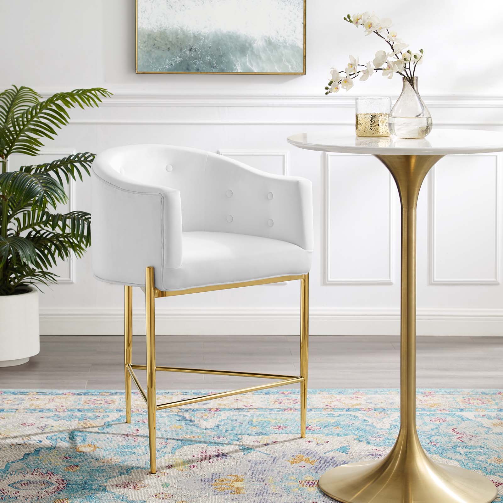 Savour Tufted Performance Velvet Counter Stool