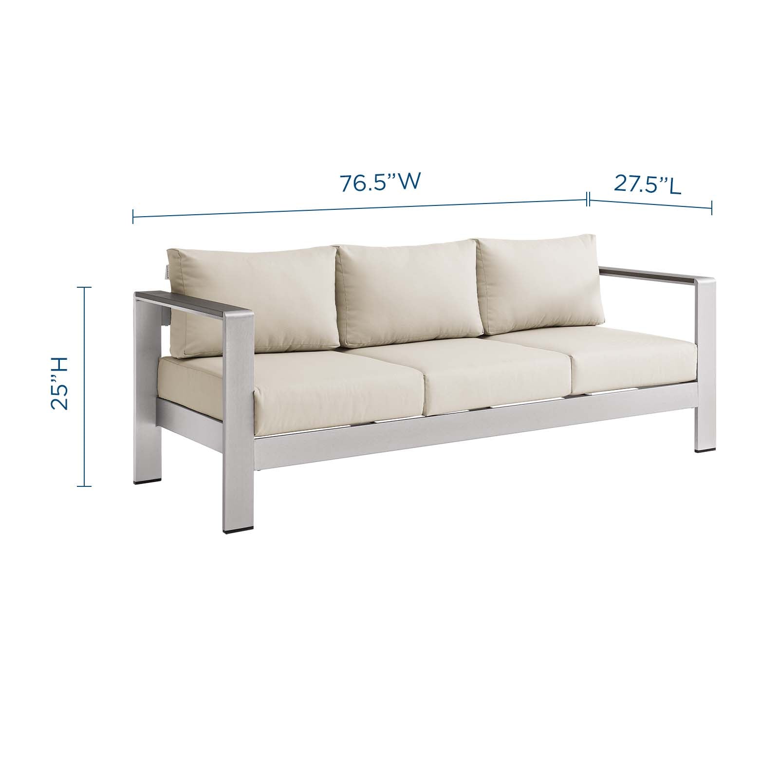 Shore Outdoor Patio Aluminum Sofa - East Shore Modern Home Furnishings