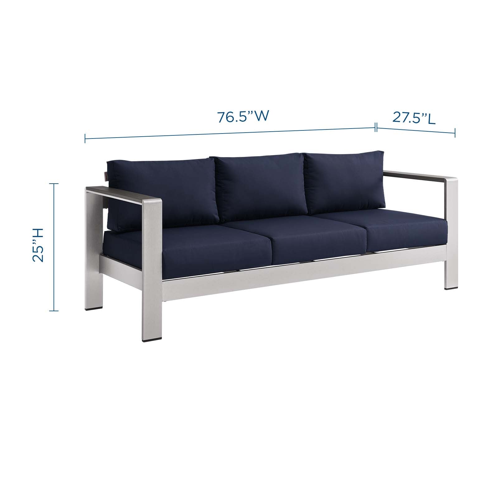 Shore Outdoor Patio Aluminum Sofa - East Shore Modern Home Furnishings