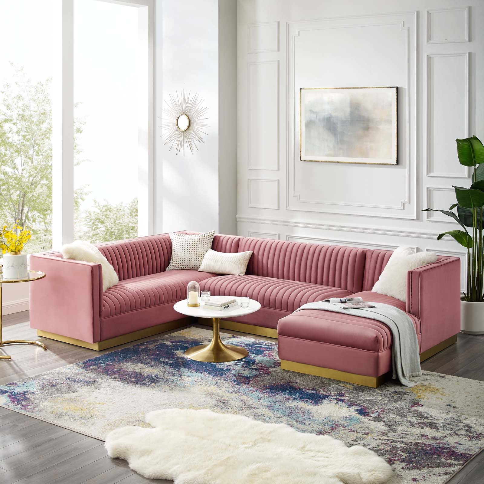 Sanguine 3 Piece Performance Velvet Sectional Sofa Set - East Shore Modern Home Furnishings