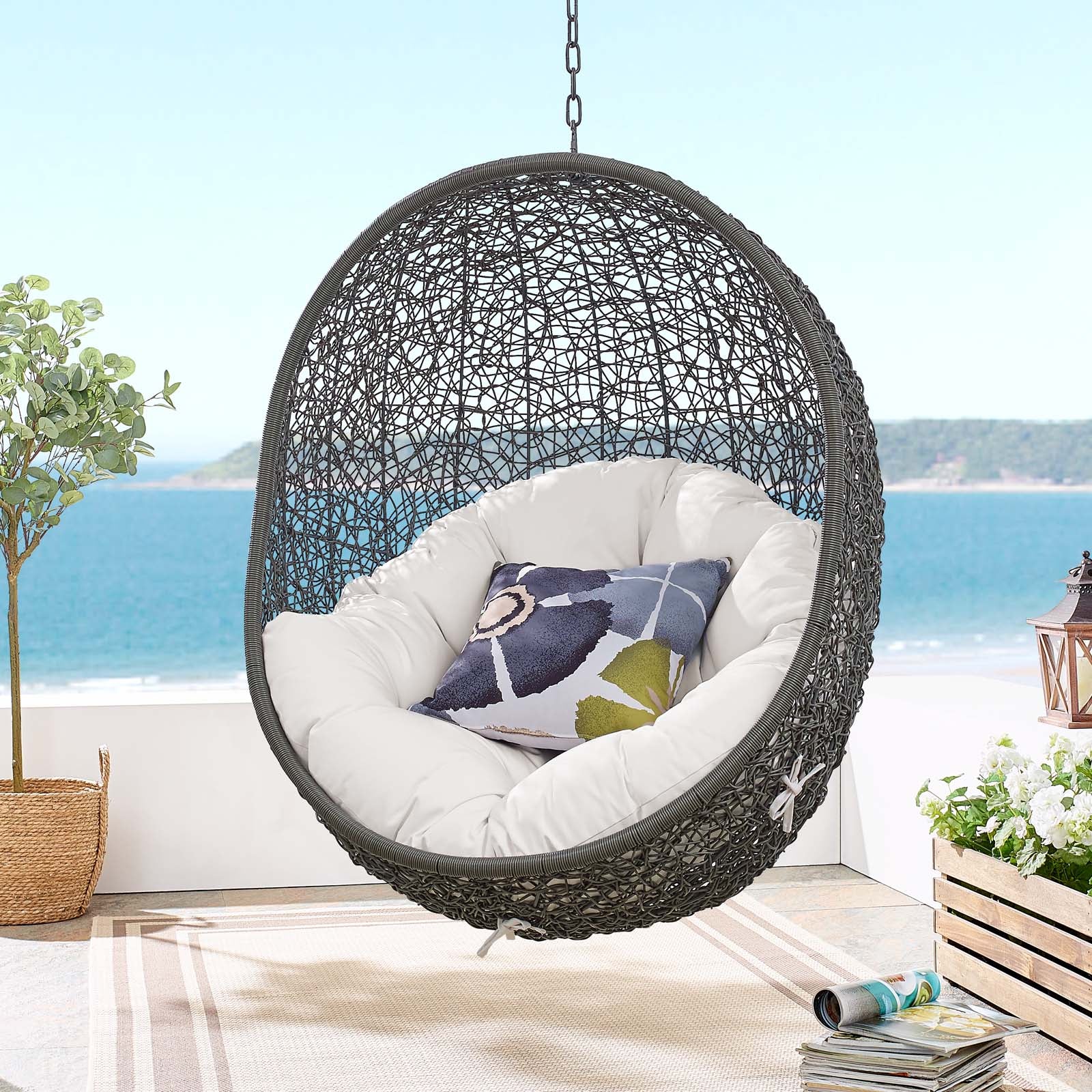 Hide Outdoor Patio Sunbrella® Swing Chair With Stand