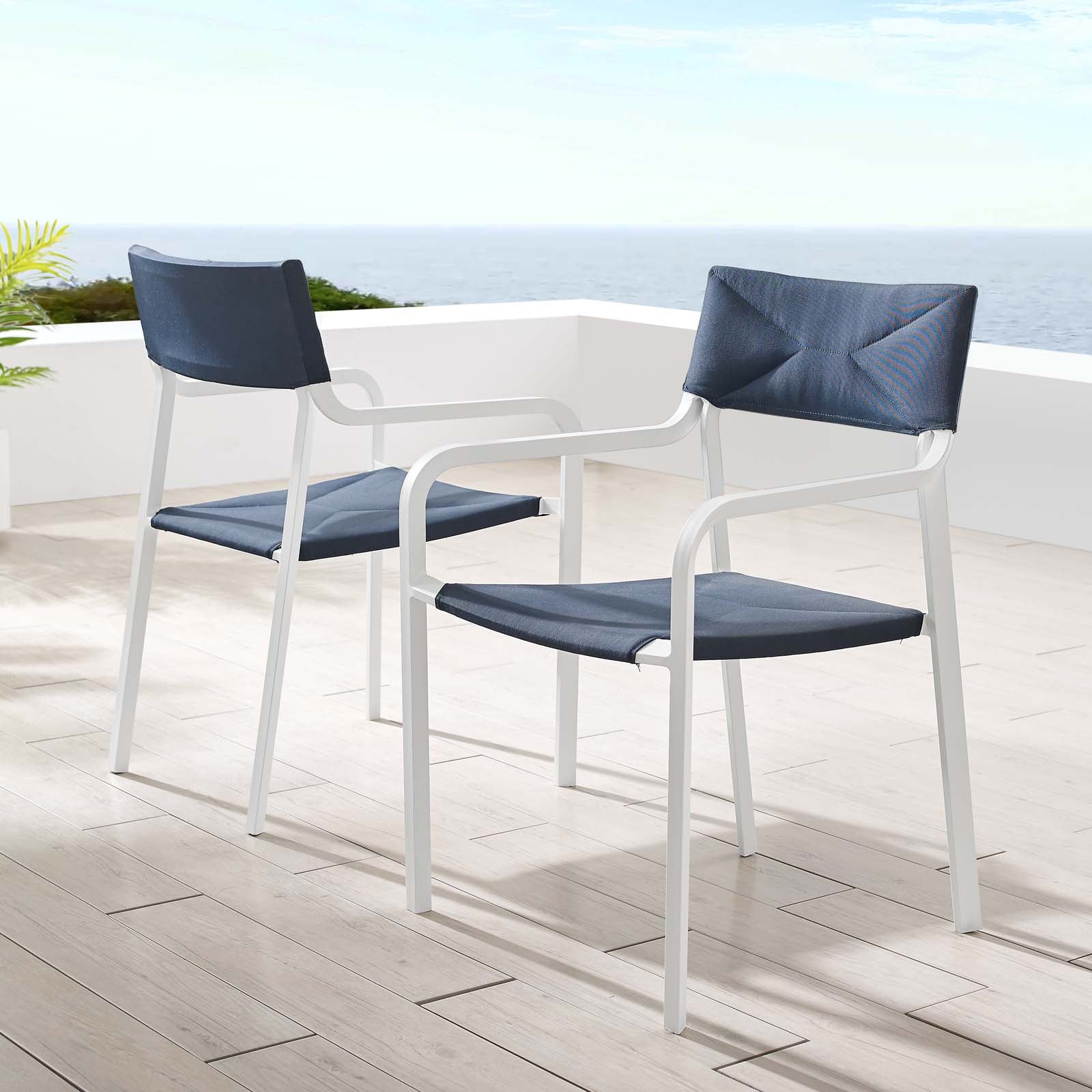 Raleigh Outdoor Patio Aluminum Armchair Set of 2 - East Shore Modern Home Furnishings