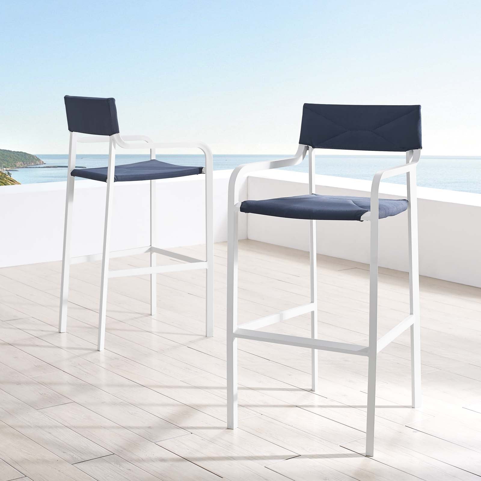 Raleigh Outdoor Patio Aluminum Bar Stool Set of 2 - East Shore Modern Home Furnishings