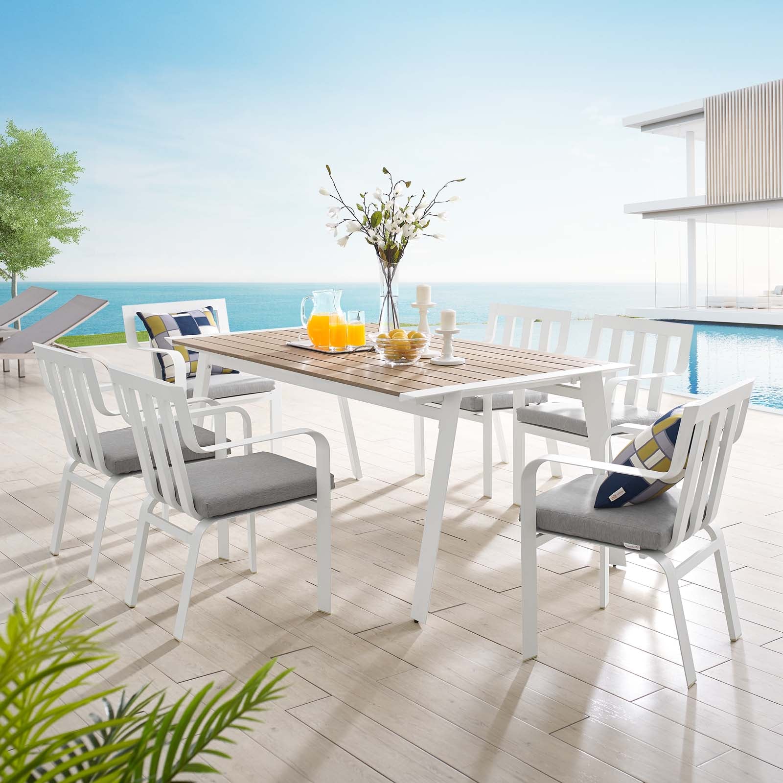 Baxley 7 Piece Outdoor Patio Aluminum Dining Set - East Shore Modern Home Furnishings