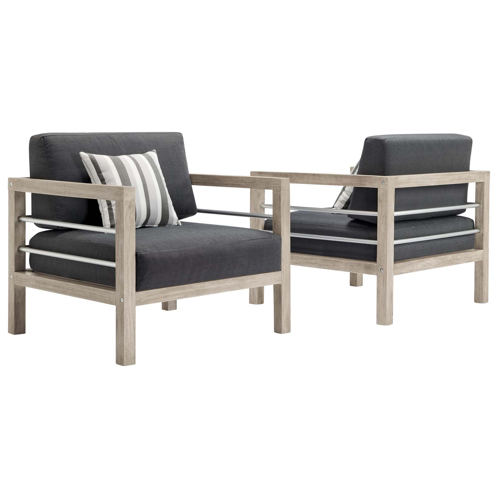 Wiscasset Outdoor Patio Acacia Wood Armchair Set of 2 - East Shore Modern Home Furnishings