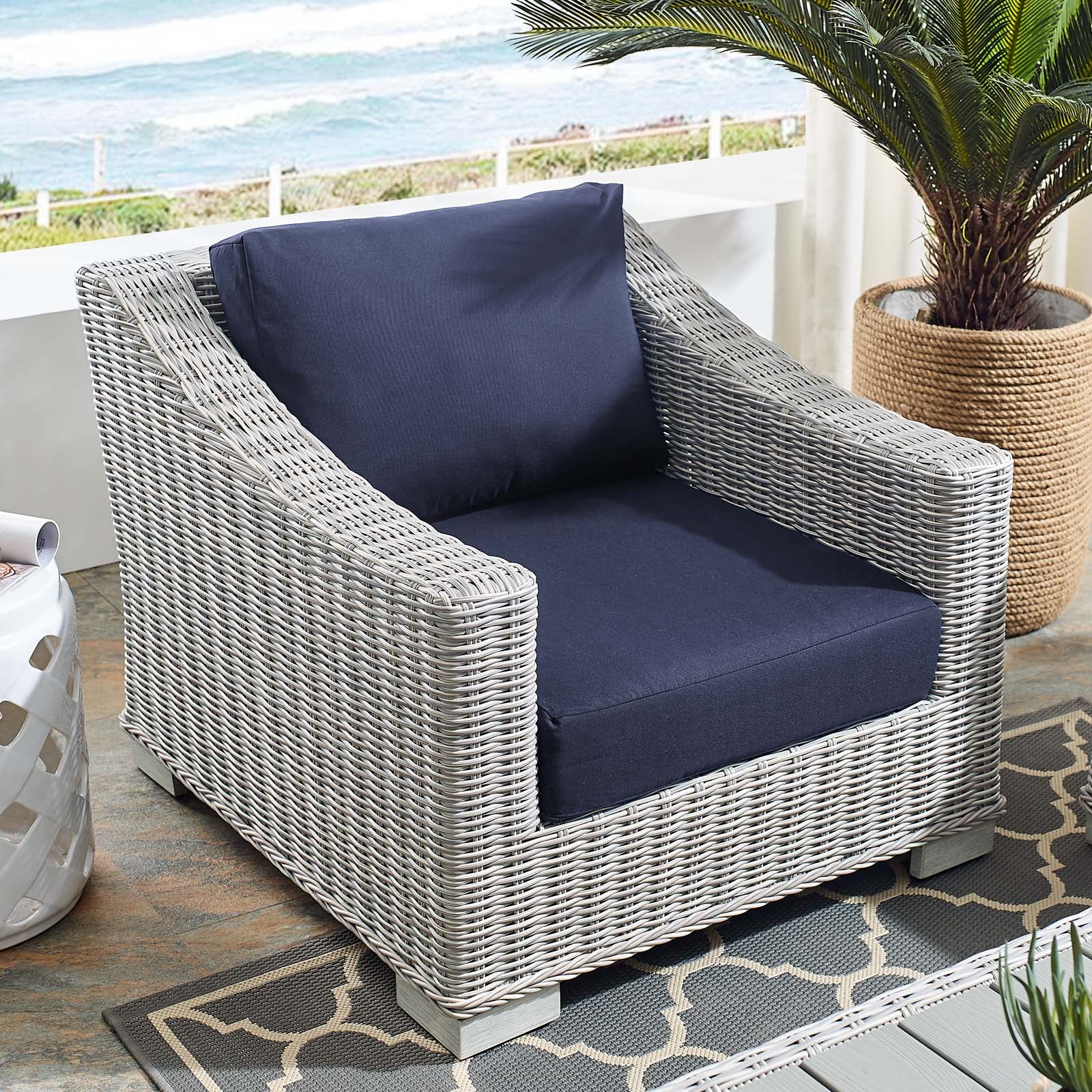 Conway Sunbrella® Outdoor Patio Wicker Rattan Armchair