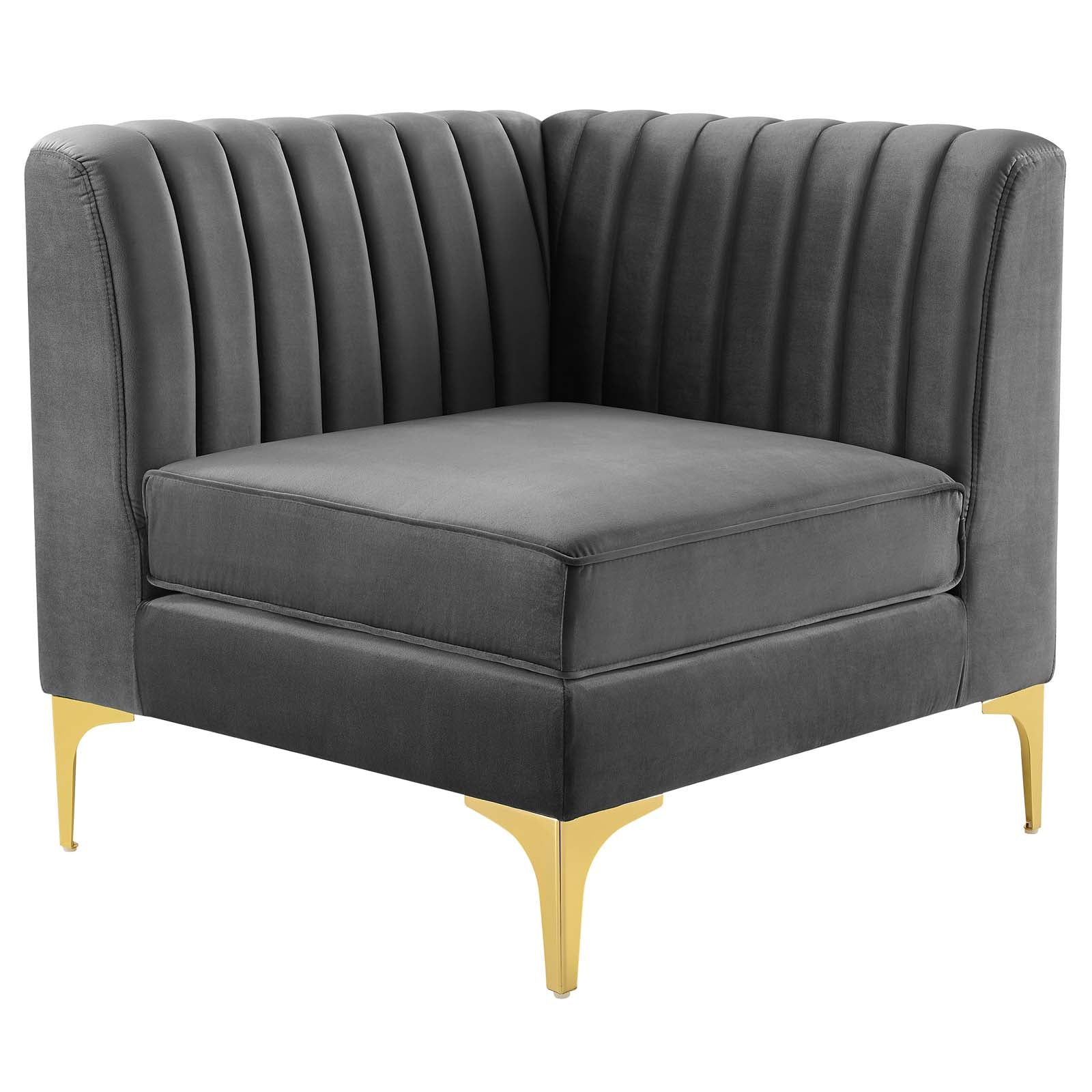 Triumph Channel Tufted Performance Velvet Sectional Sofa Corner Chair - East Shore Modern Home Furnishings