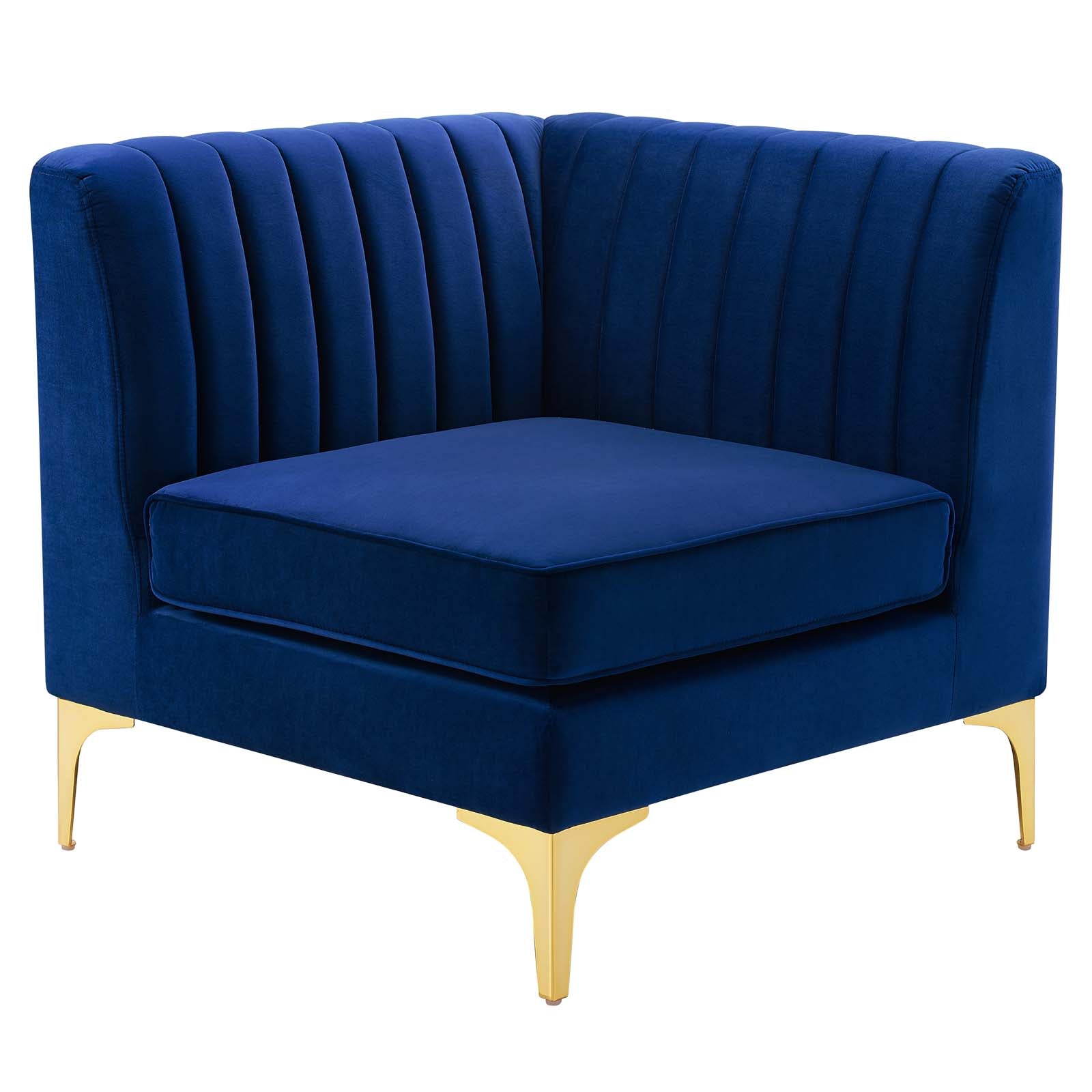 Triumph Channel Tufted Performance Velvet Sectional Sofa Corner Chair - East Shore Modern Home Furnishings