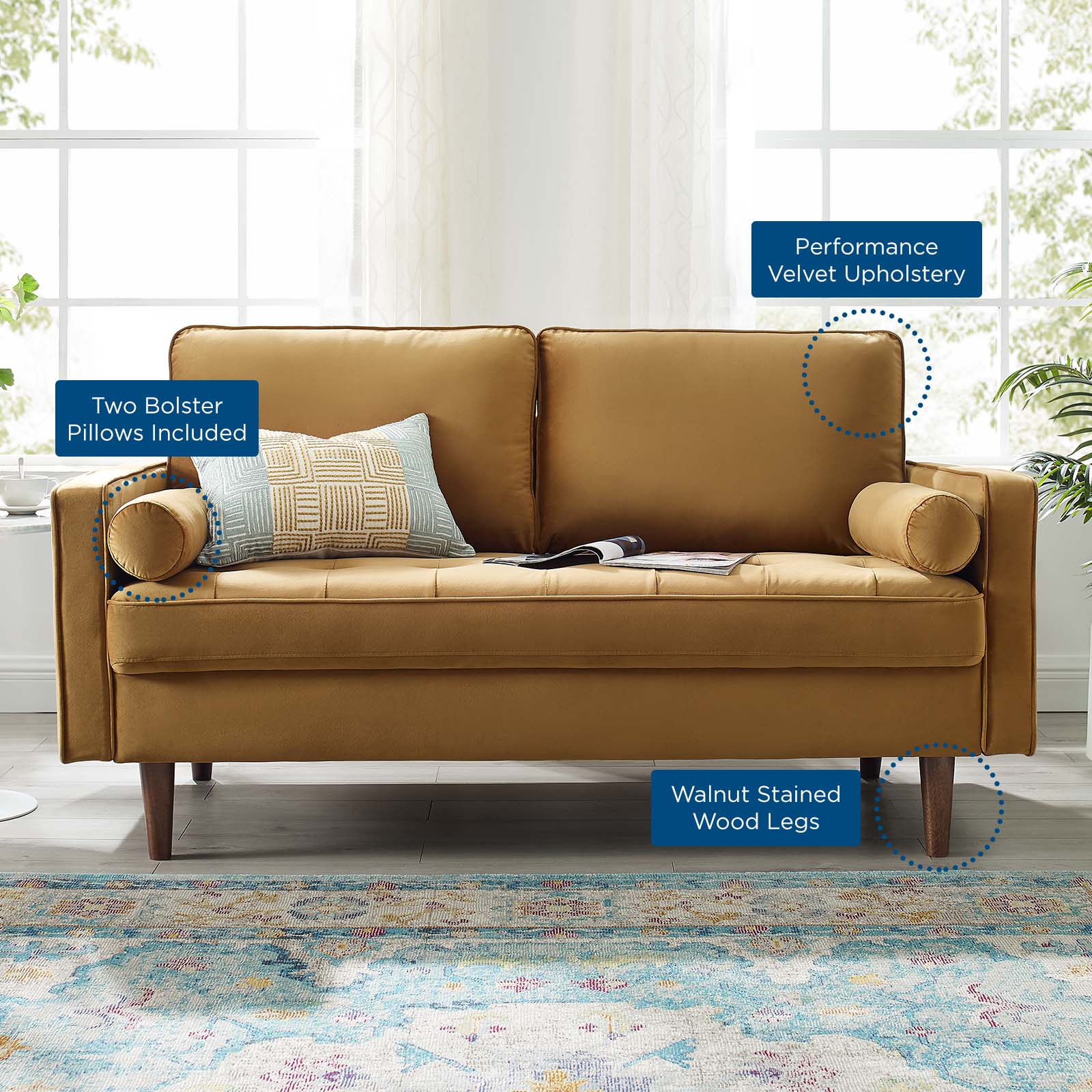 Valour Performance Velvet Loveseat - East Shore Modern Home Furnishings