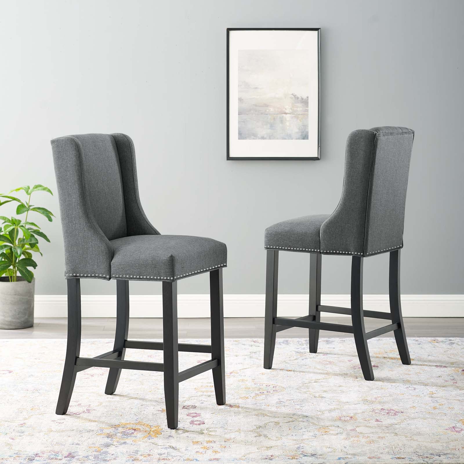 Baron Counter Stool Upholstered Fabric Set of 2 - East Shore Modern Home Furnishings