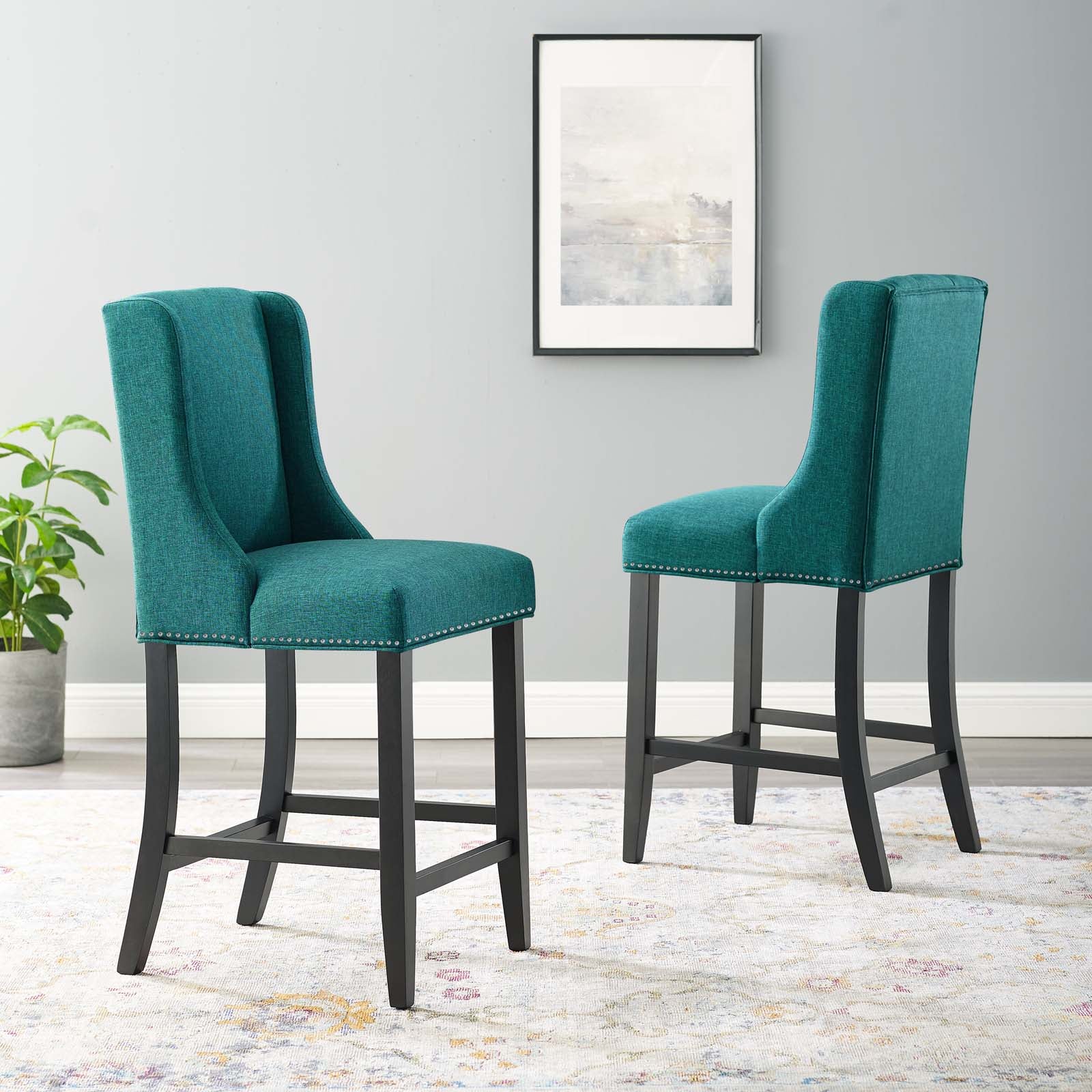 Baron Counter Stool Upholstered Fabric Set of 2 - East Shore Modern Home Furnishings