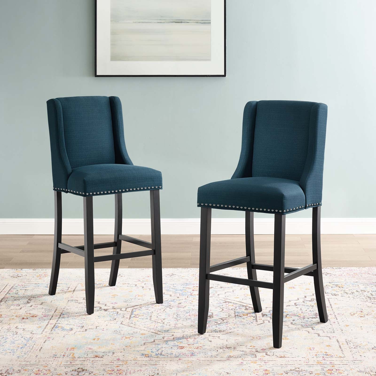 Baron Bar Stool Upholstered Fabric Set of 2 - East Shore Modern Home Furnishings