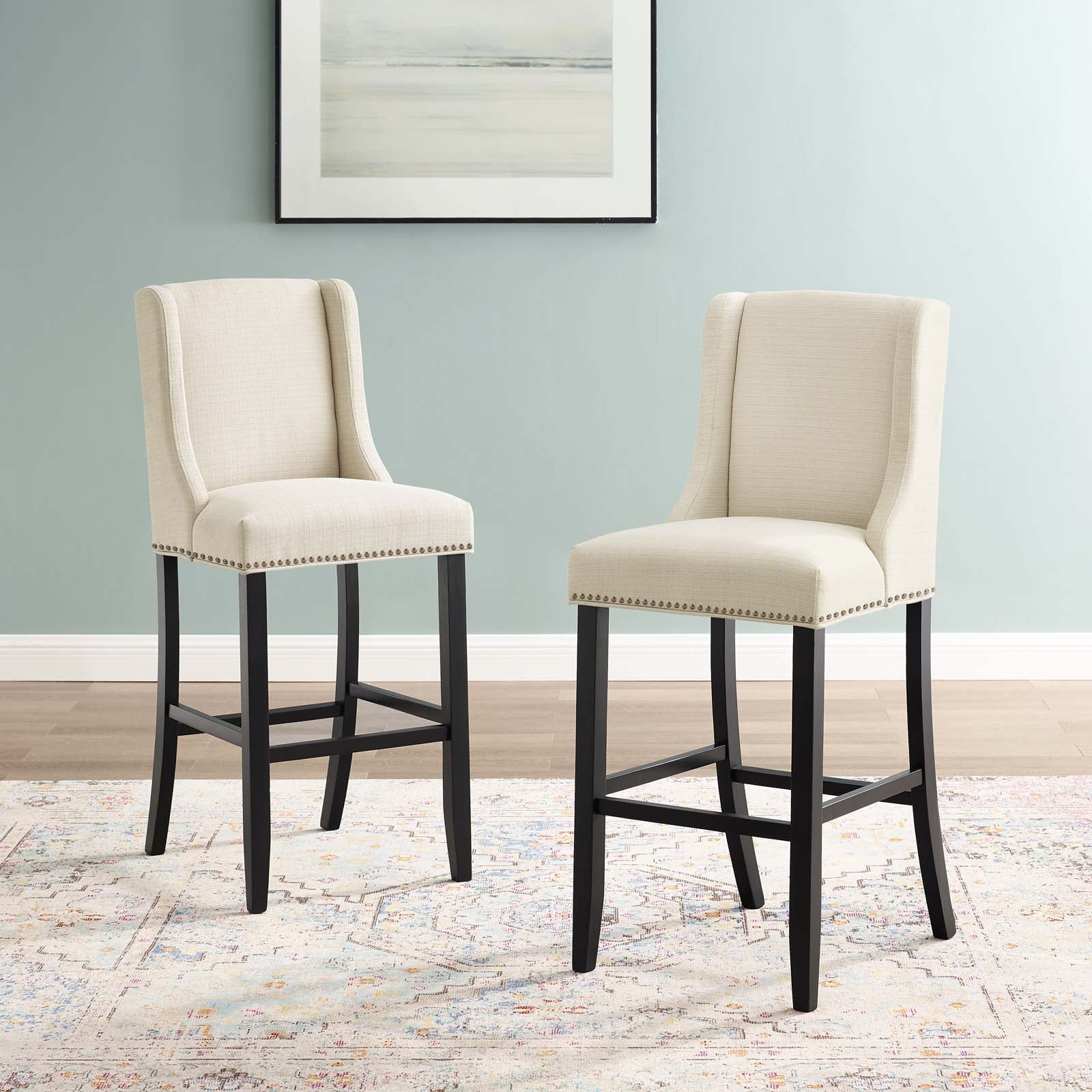 Baron Bar Stool Upholstered Fabric Set of 2 - East Shore Modern Home Furnishings