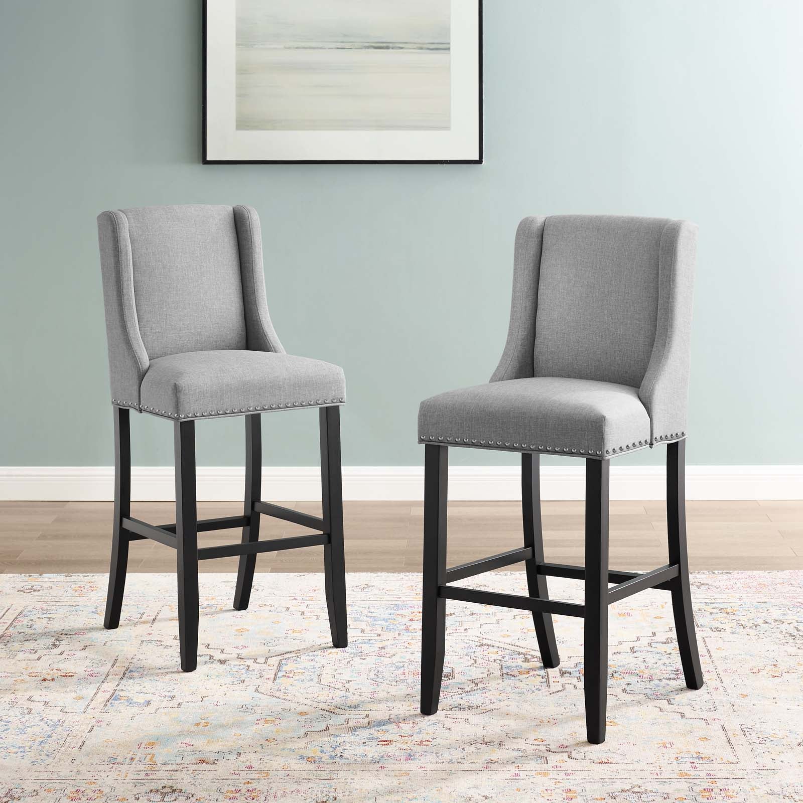 Baron Bar Stool Upholstered Fabric Set of 2 - East Shore Modern Home Furnishings
