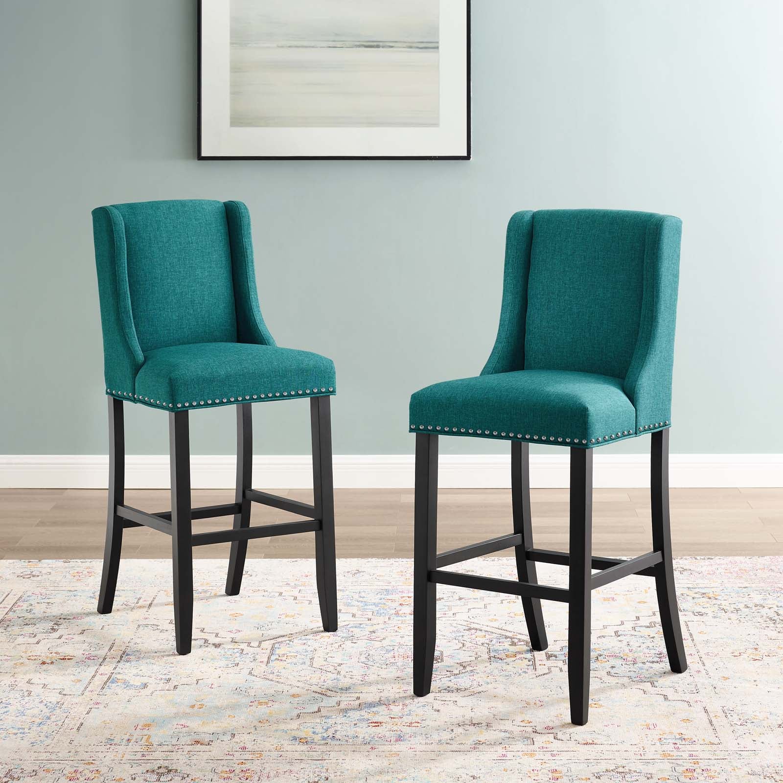 Baron Bar Stool Upholstered Fabric Set of 2 - East Shore Modern Home Furnishings