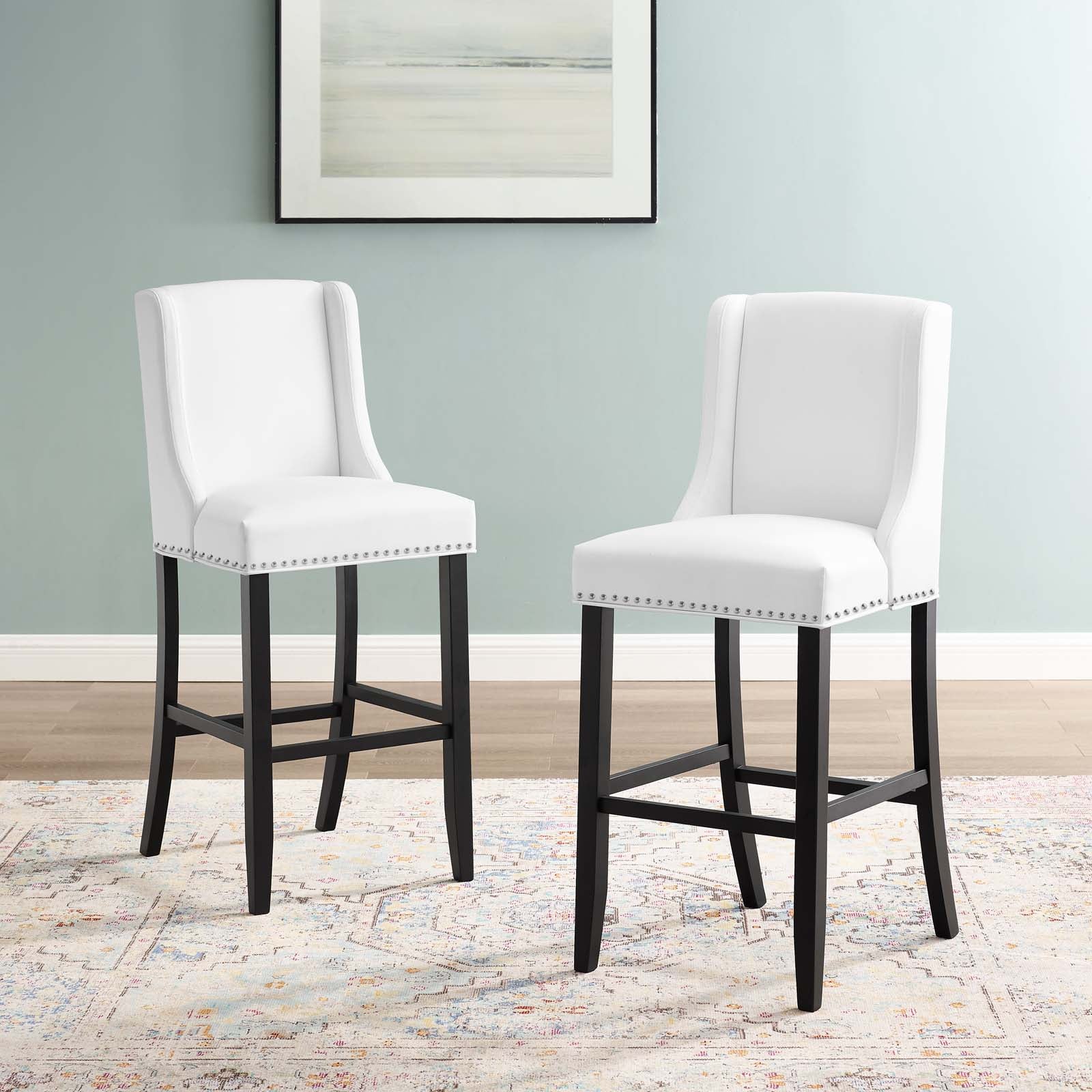 Baron Bar Stool Faux Leather Set of 2 - East Shore Modern Home Furnishings