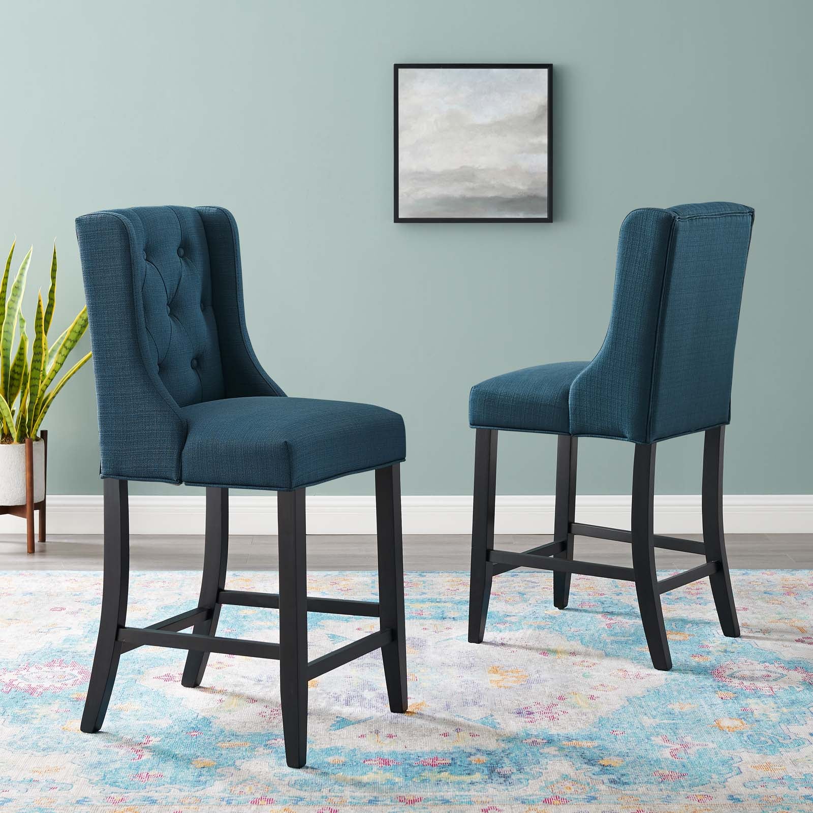 Baronet Counter Bar Stool Upholstered Fabric Set of 2 - East Shore Modern Home Furnishings