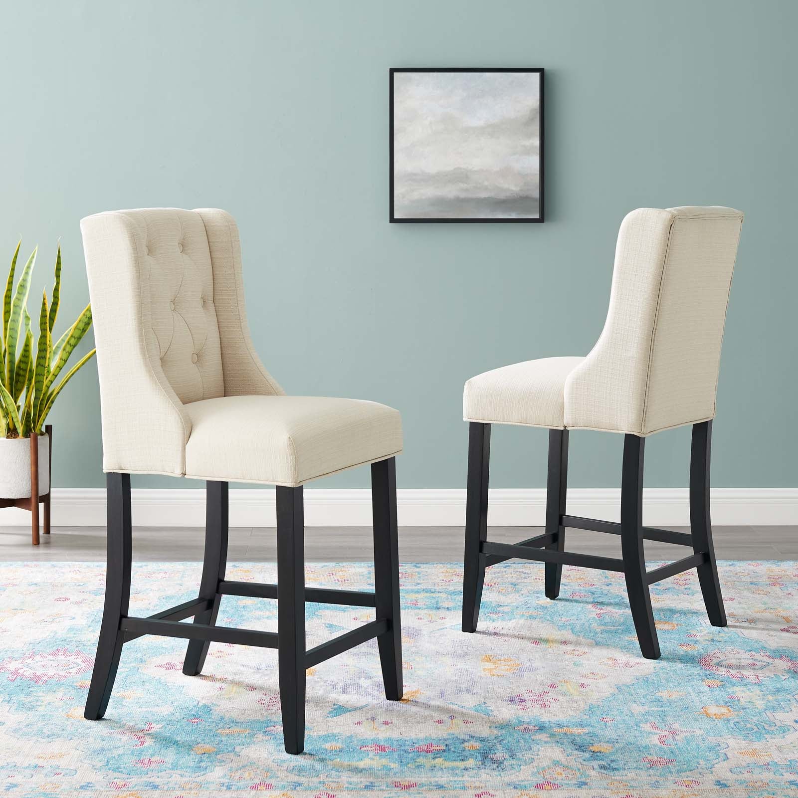 Baronet Counter Bar Stool Upholstered Fabric Set of 2 - East Shore Modern Home Furnishings