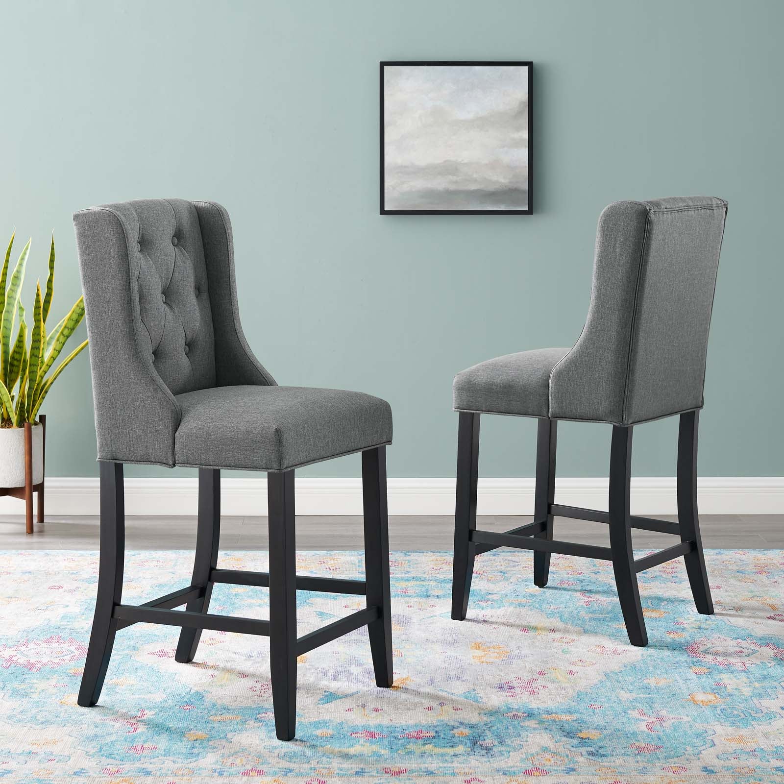 Baronet Counter Bar Stool Upholstered Fabric Set of 2 - East Shore Modern Home Furnishings