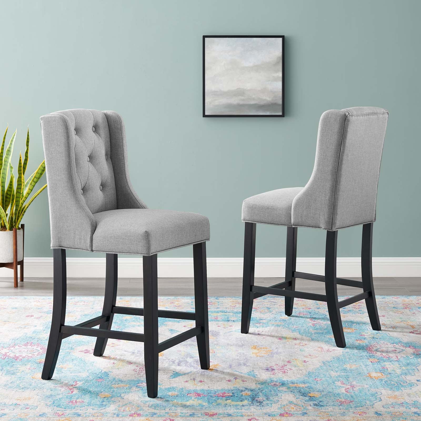 Baronet Counter Bar Stool Upholstered Fabric Set of 2 - East Shore Modern Home Furnishings