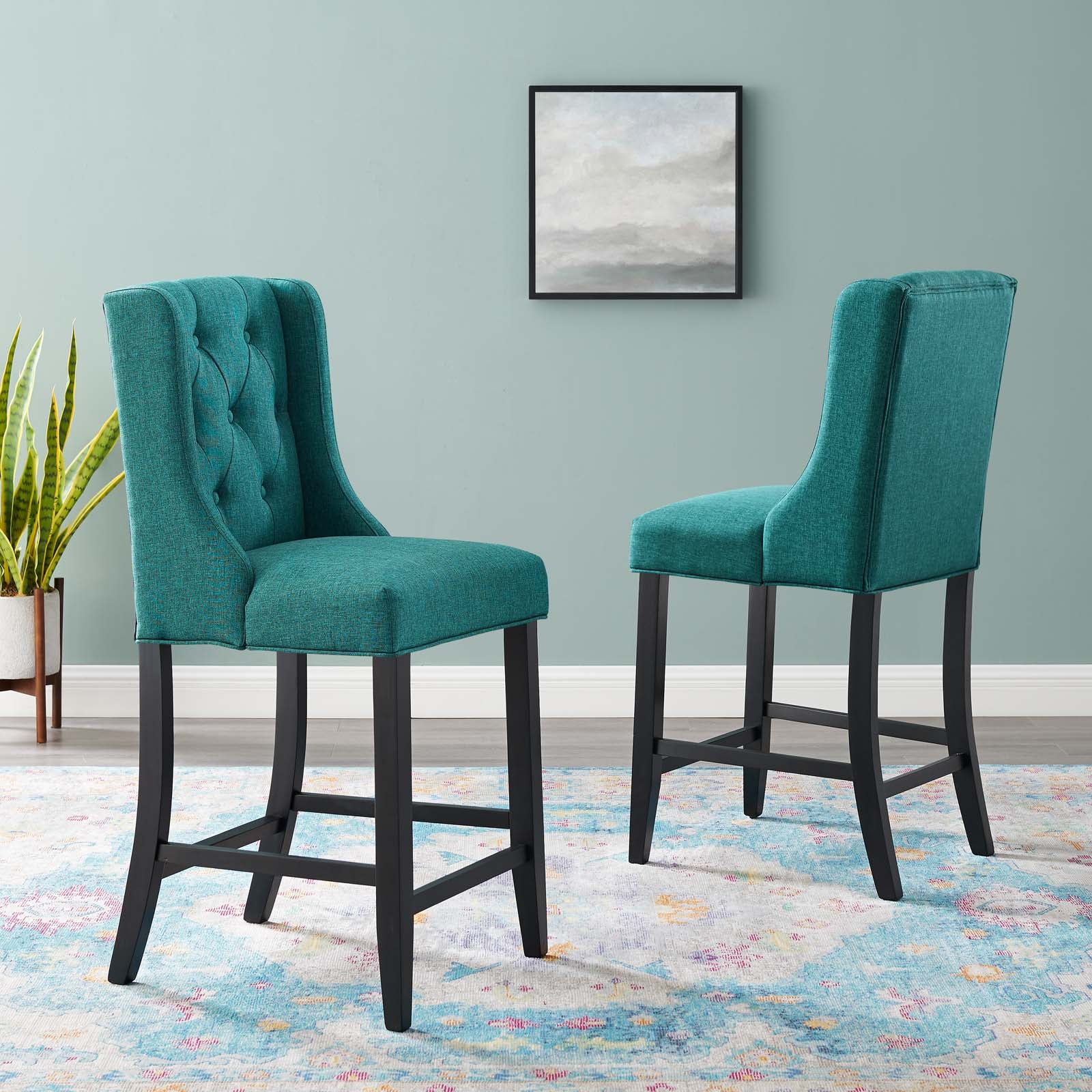 Baronet Counter Bar Stool Upholstered Fabric Set of 2 - East Shore Modern Home Furnishings