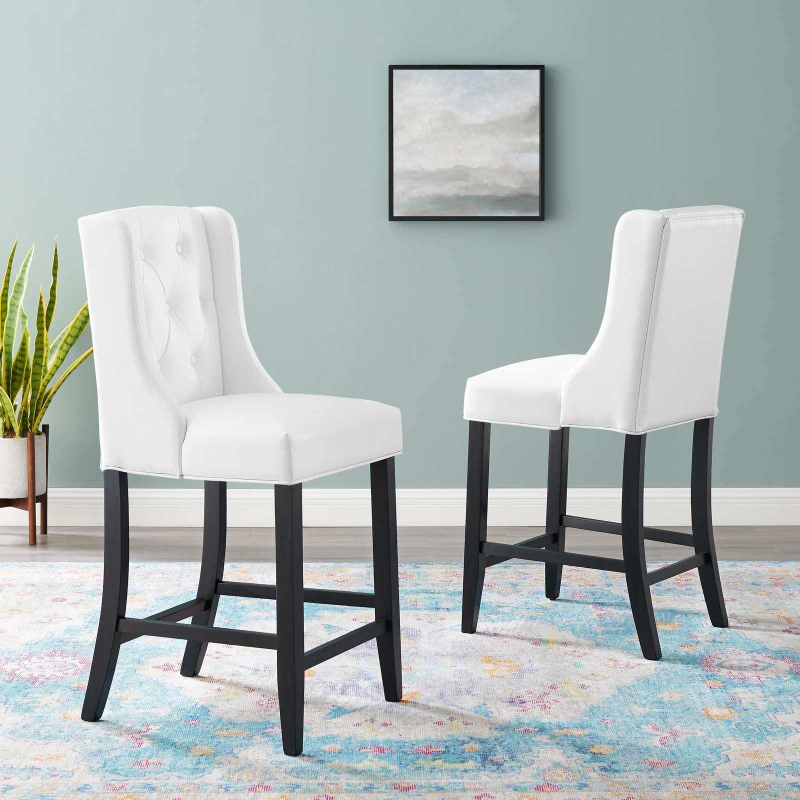 Baronet Counter Bar Stool Faux Leather Set of 2 - East Shore Modern Home Furnishings