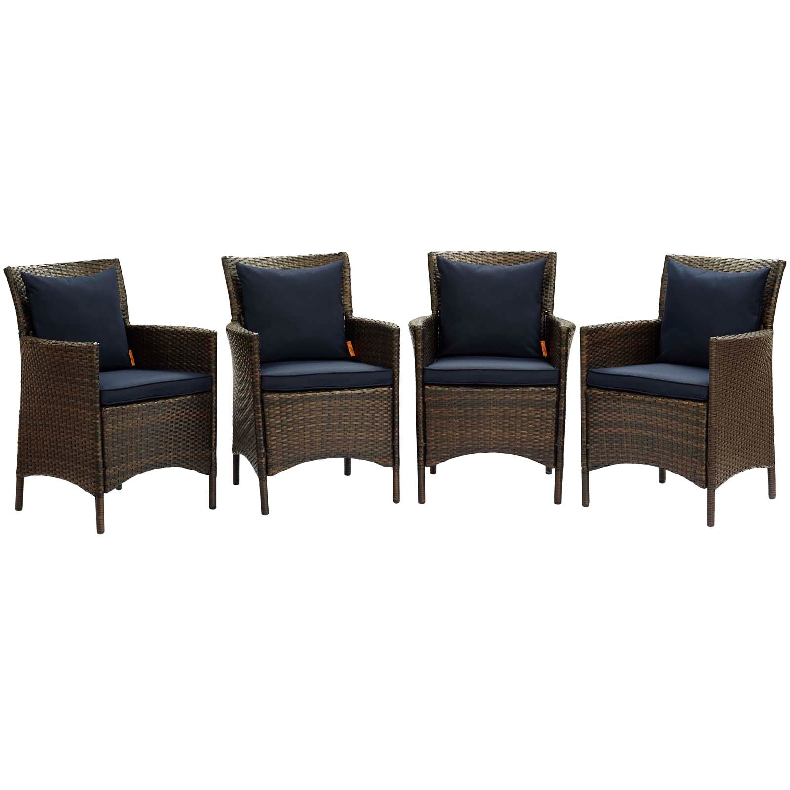 Conduit Outdoor Patio Wicker Rattan Dining Armchair Set of 4
