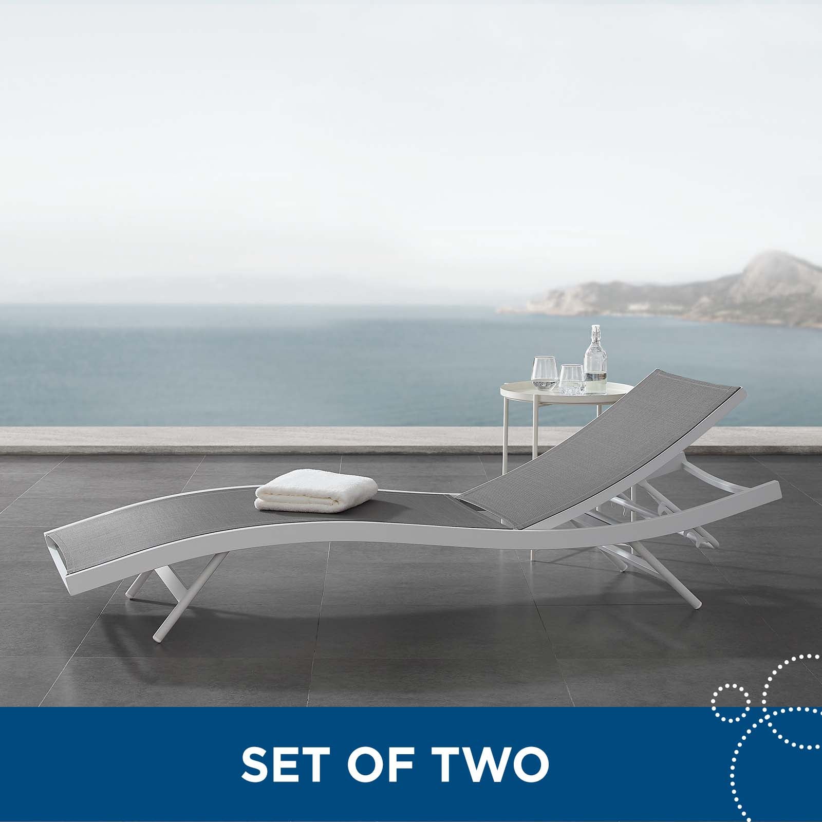 Glimpse Outdoor Patio Mesh Chaise Lounge Set of 2 - East Shore Modern Home Furnishings