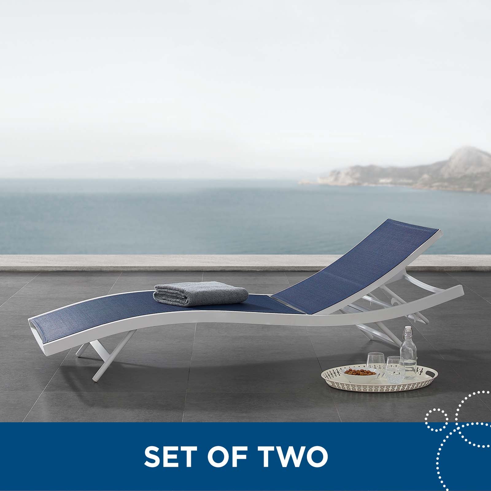 Glimpse Outdoor Patio Mesh Chaise Lounge Set of 2 - East Shore Modern Home Furnishings