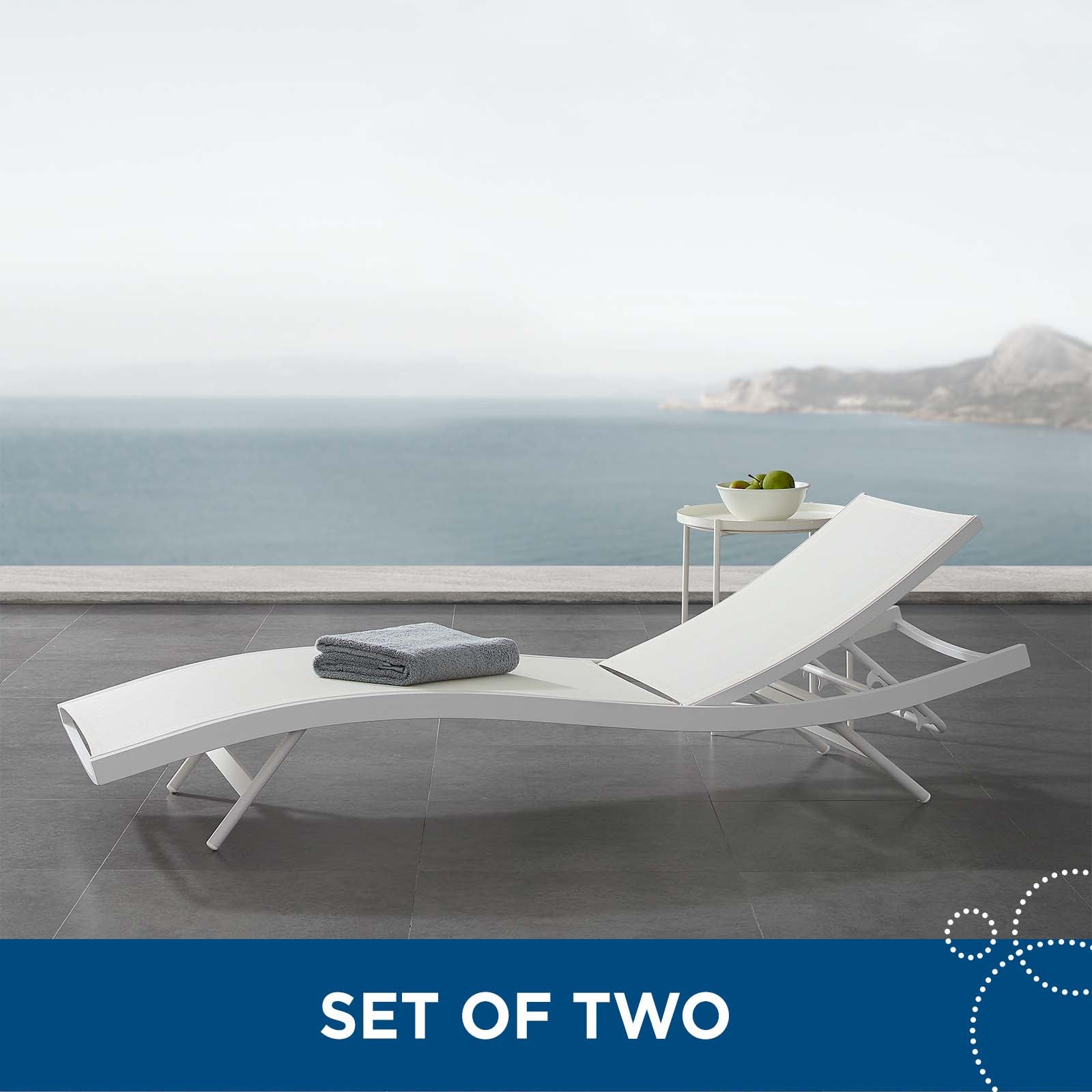 Glimpse Outdoor Patio Mesh Chaise Lounge Set of 2