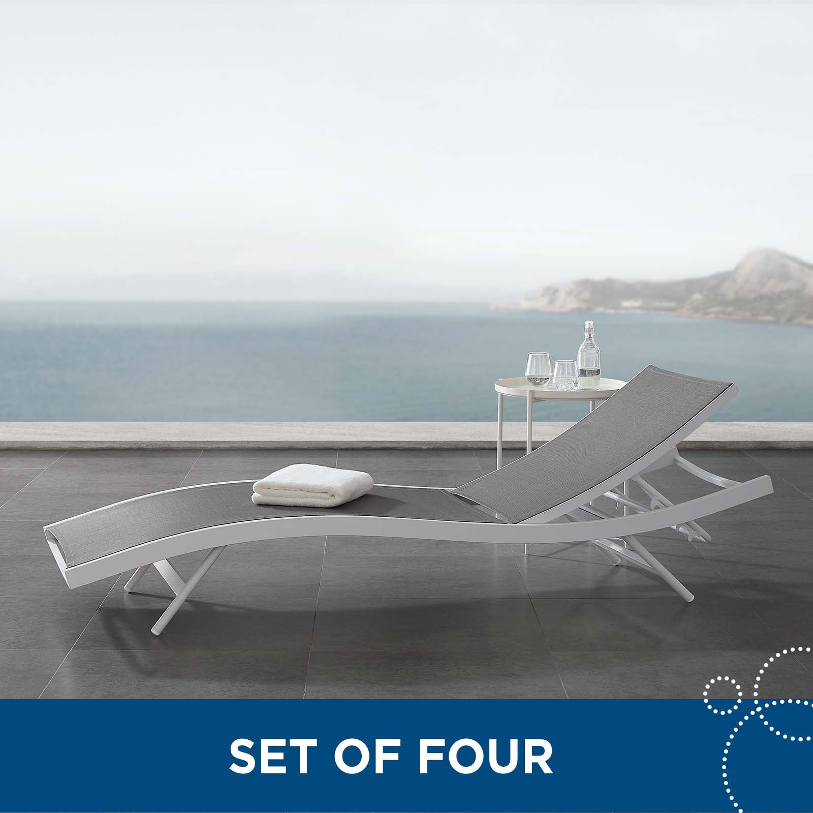 Glimpse Outdoor Patio Mesh Chaise Lounge Set of 4 - East Shore Modern Home Furnishings