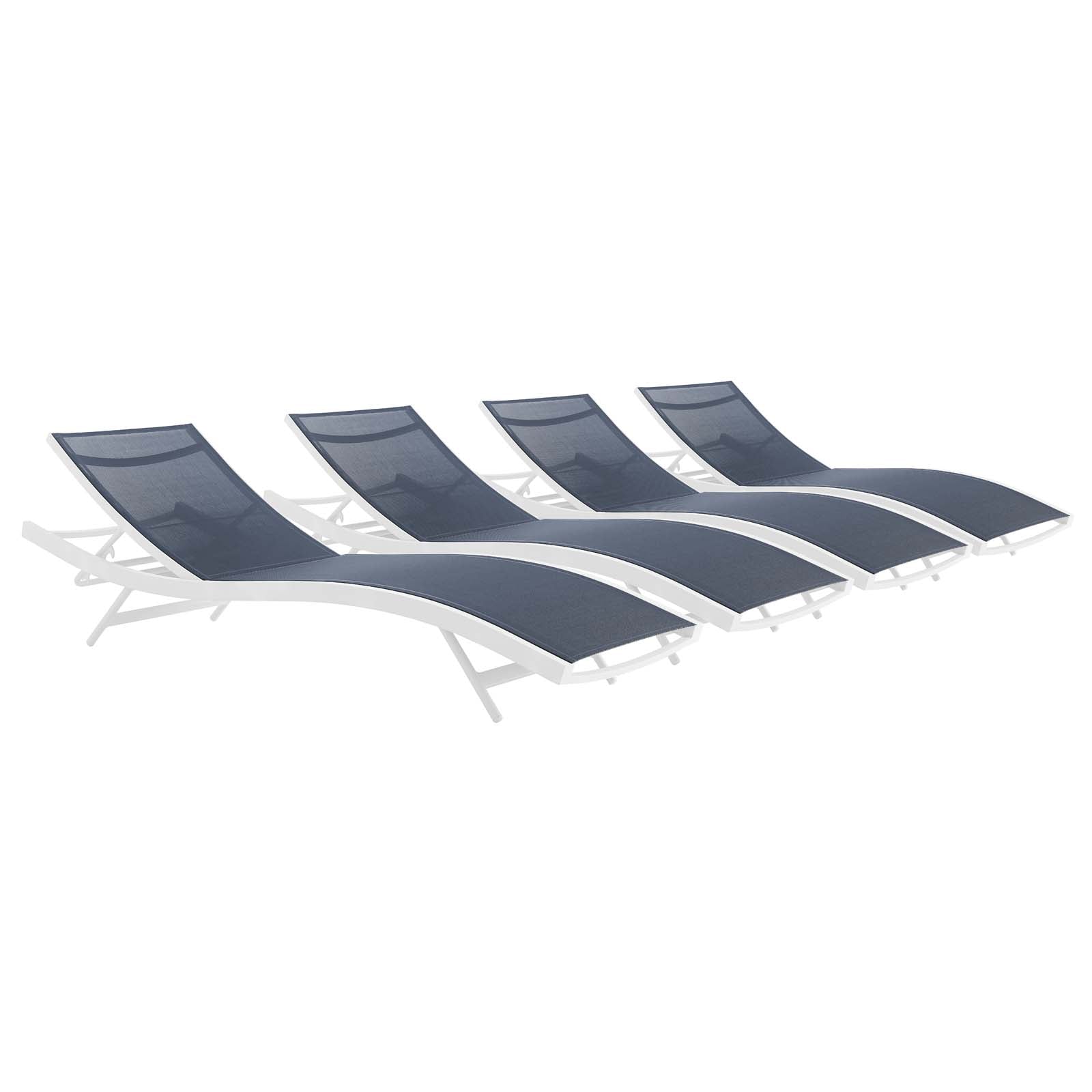 Glimpse Outdoor Patio Mesh Chaise Lounge Set of 4 - East Shore Modern Home Furnishings