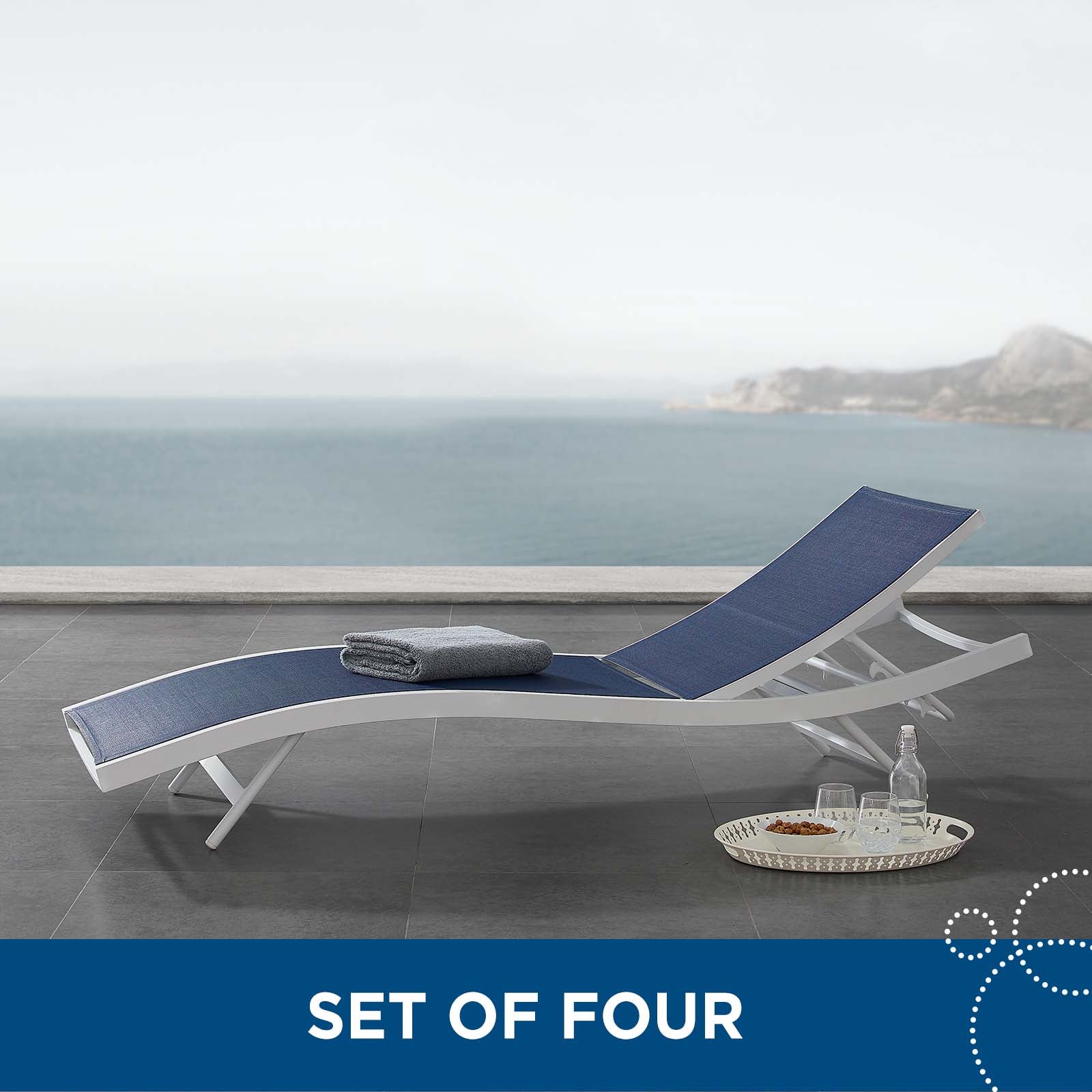 Glimpse Outdoor Patio Mesh Chaise Lounge Set of 4 - East Shore Modern Home Furnishings