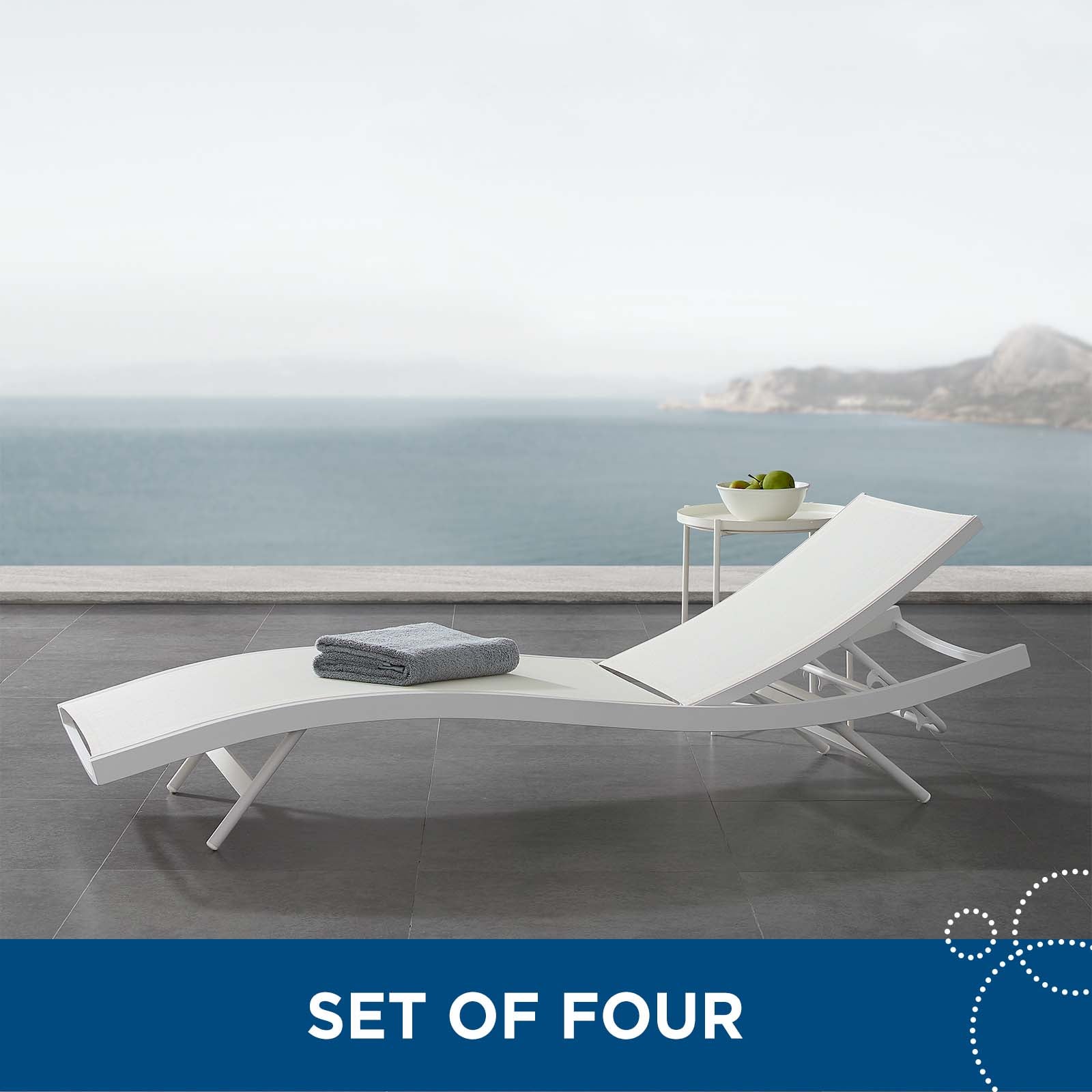 Glimpse Outdoor Patio Mesh Chaise Lounge Set of 4 - East Shore Modern Home Furnishings