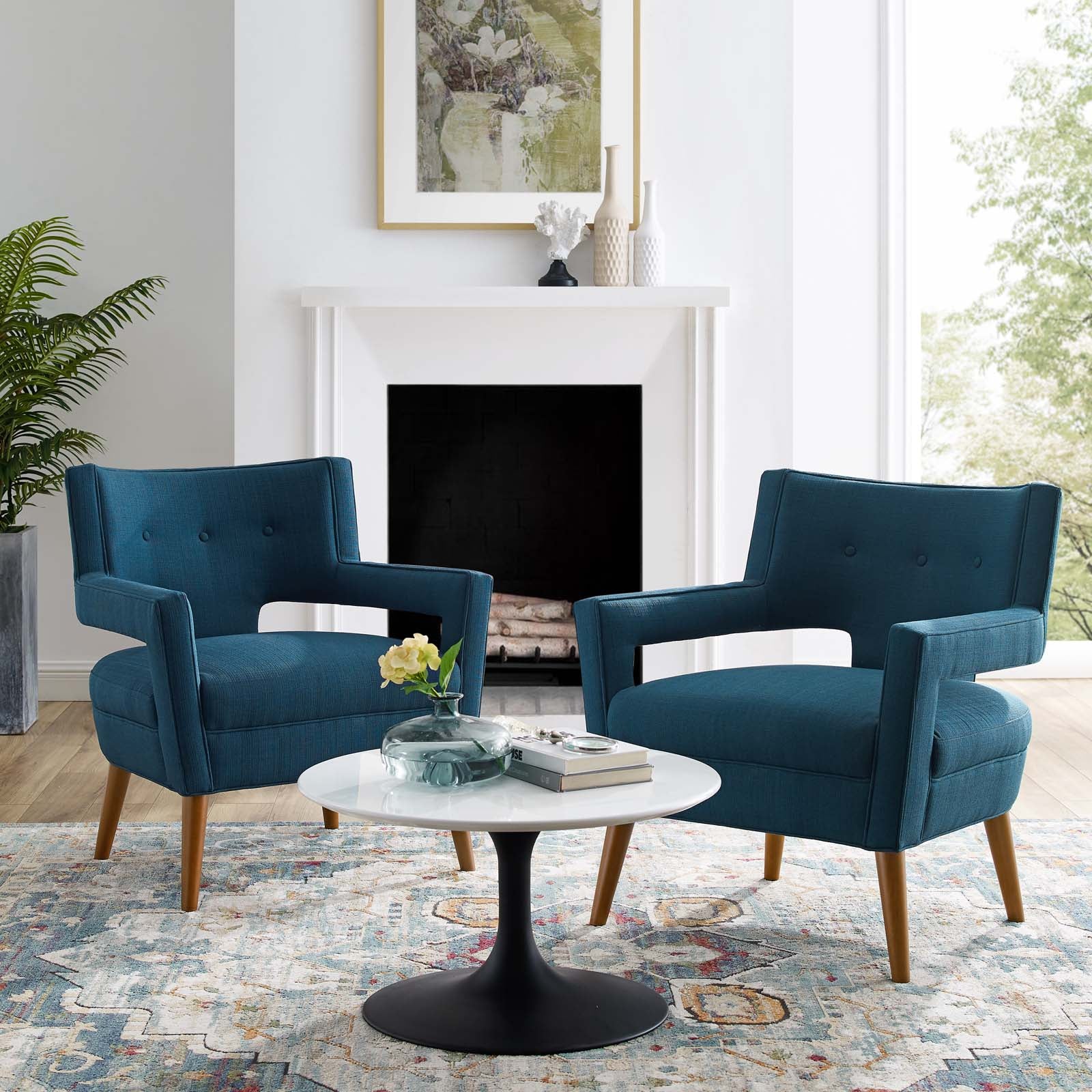 Sheer Upholstered Fabric Armchair Set of 2 - East Shore Modern Home Furnishings